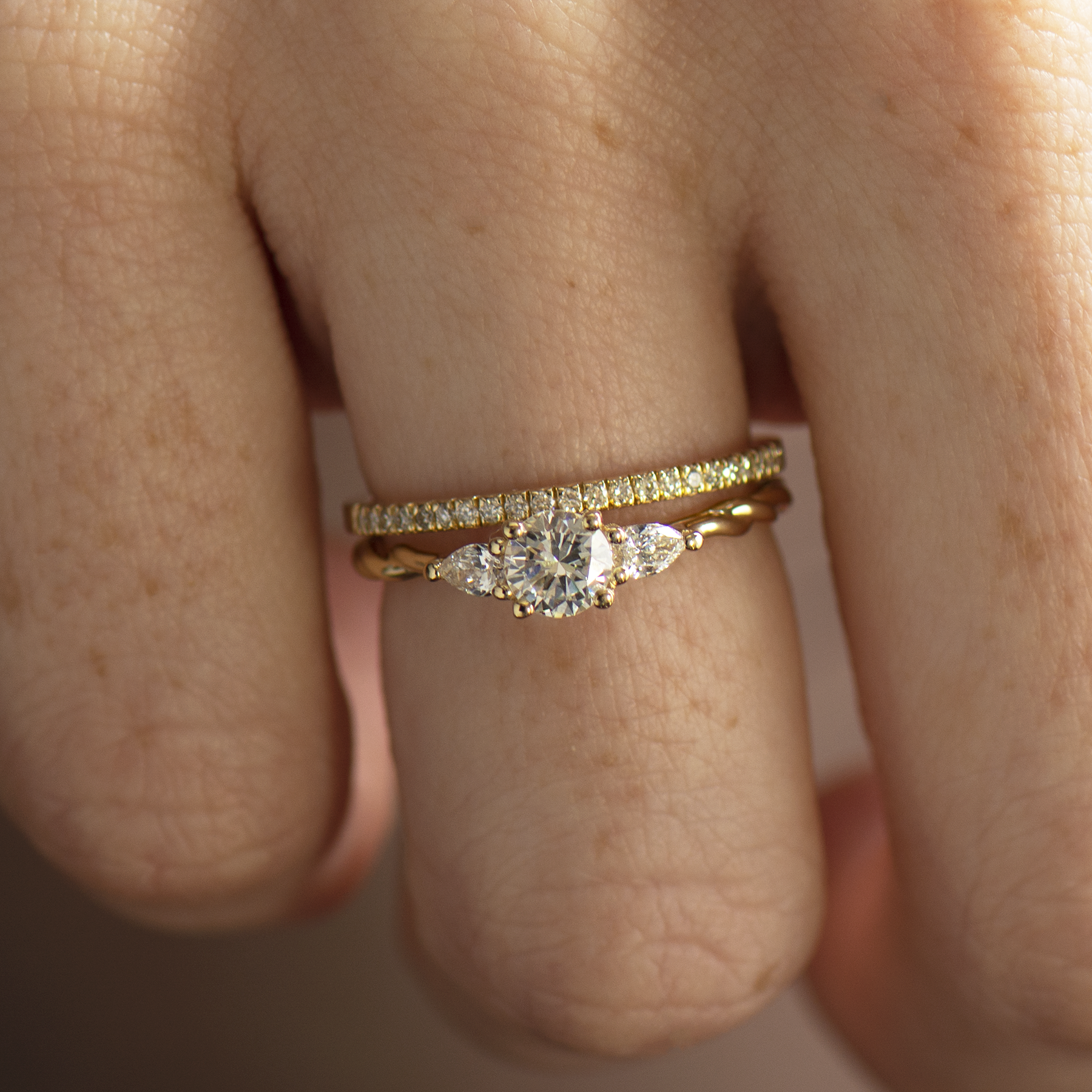 Braided Three Stone Ring