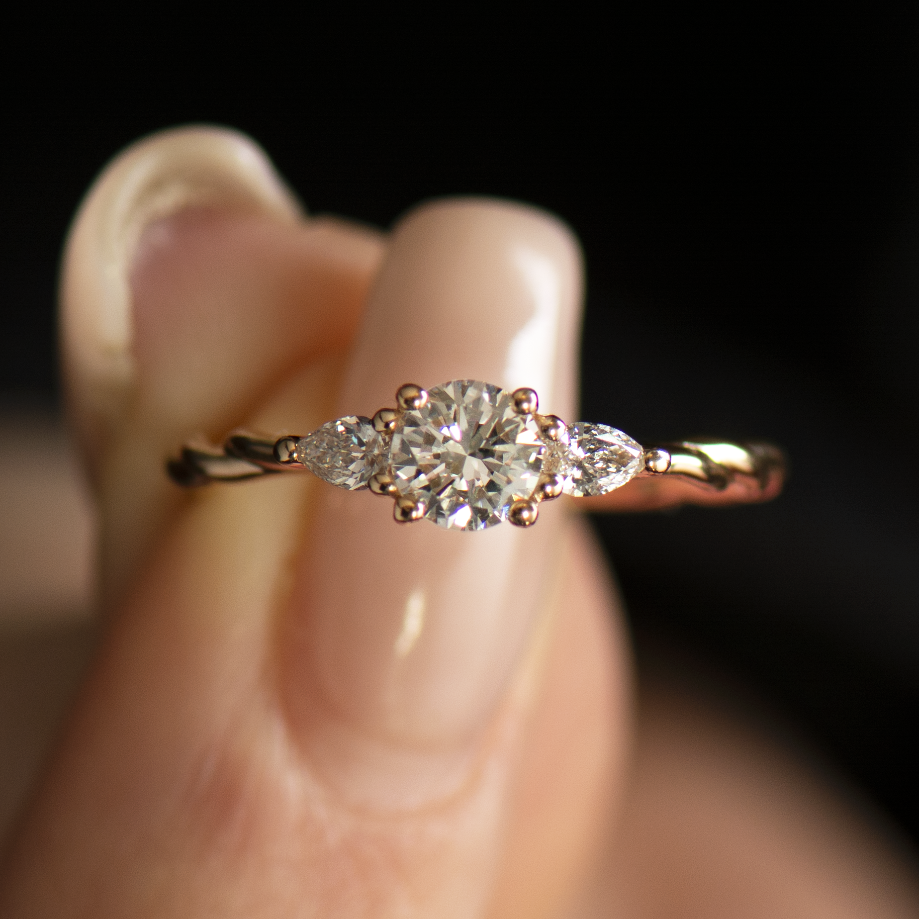 Braided Three Stone Ring