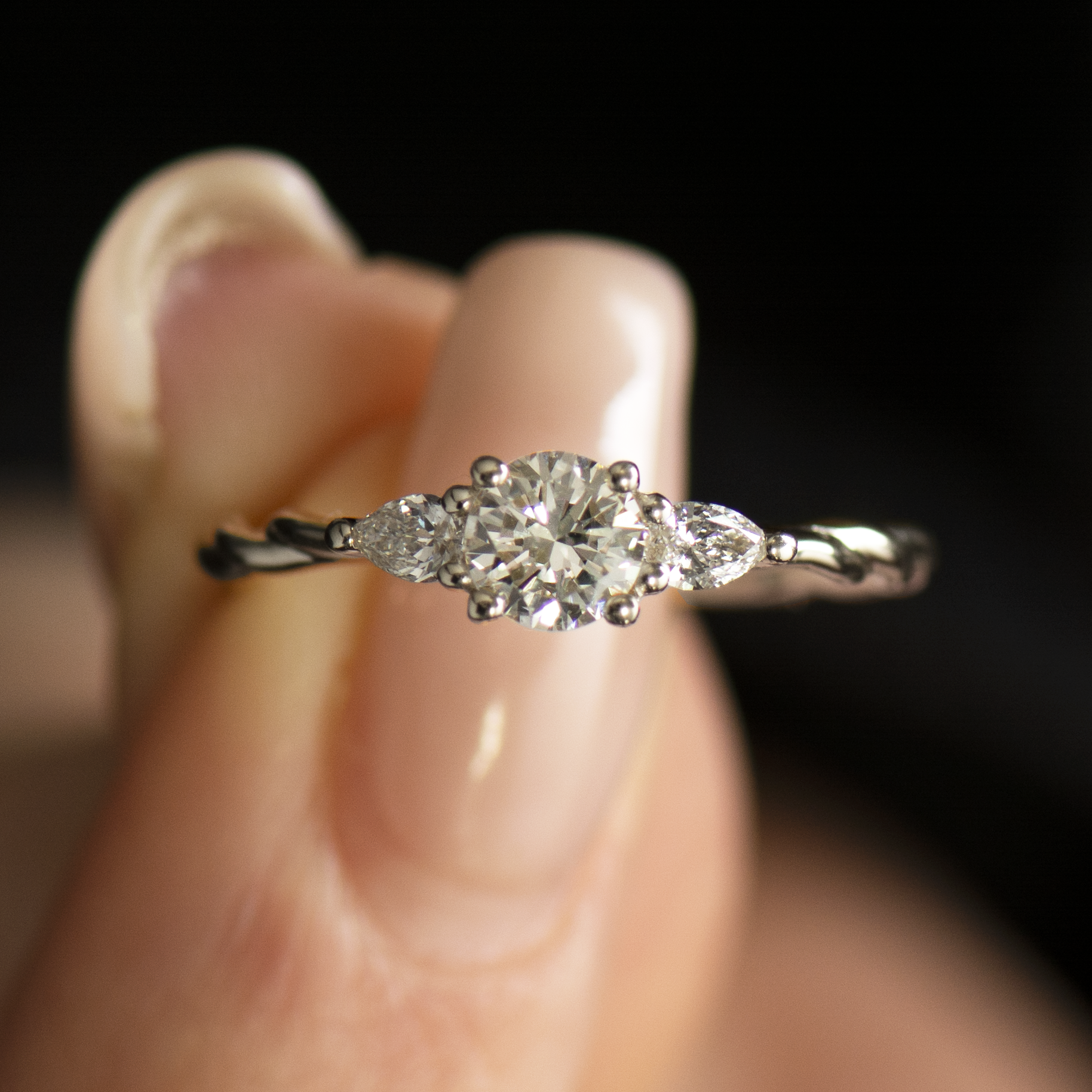 Braided Three Stone Ring