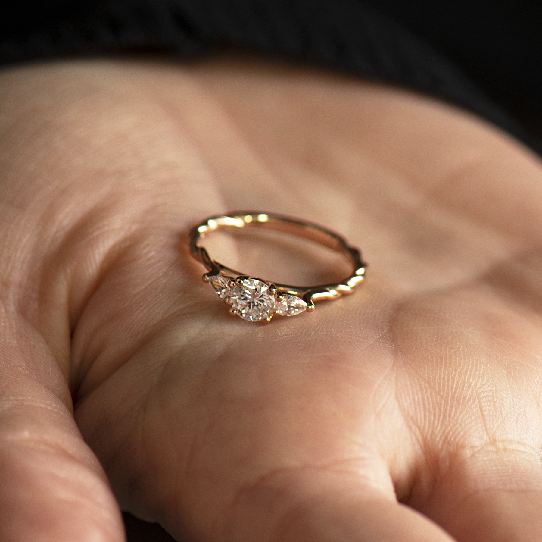 Braided Three Stone Ring