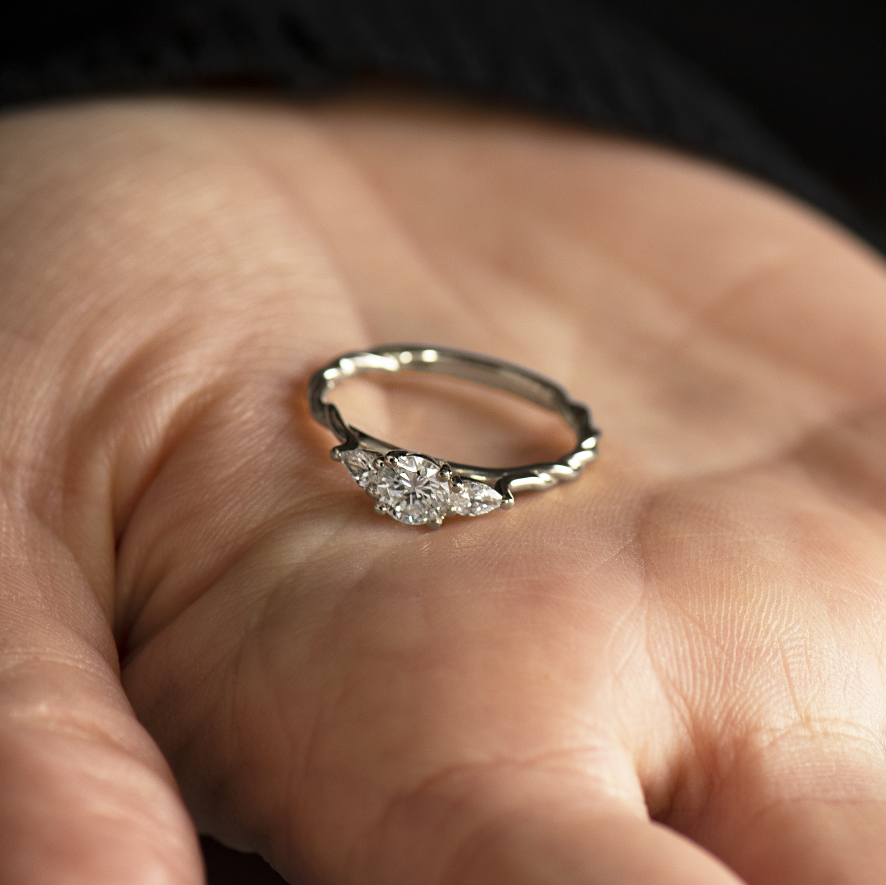 Braided Three Stone Ring