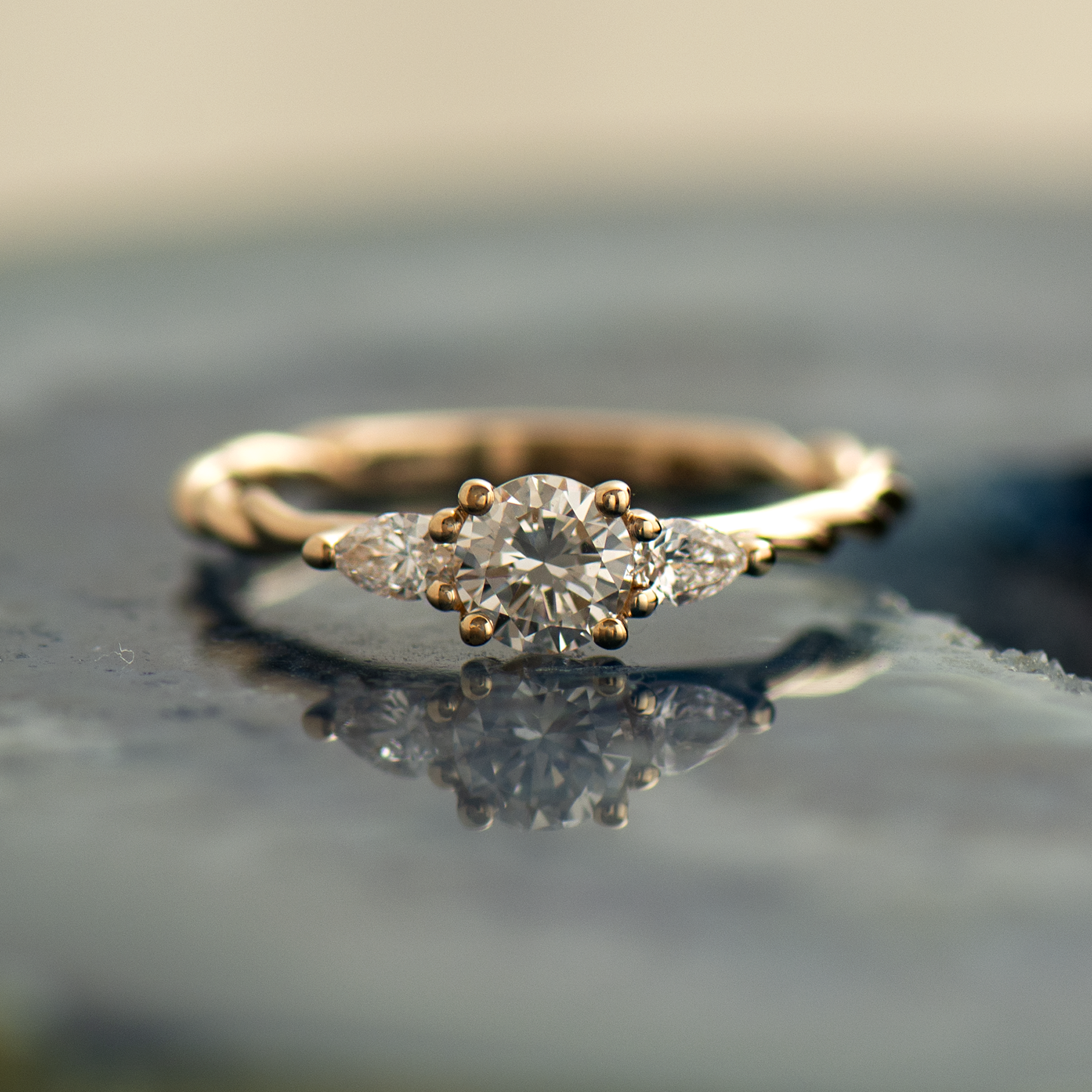 Braided Three Stone Ring