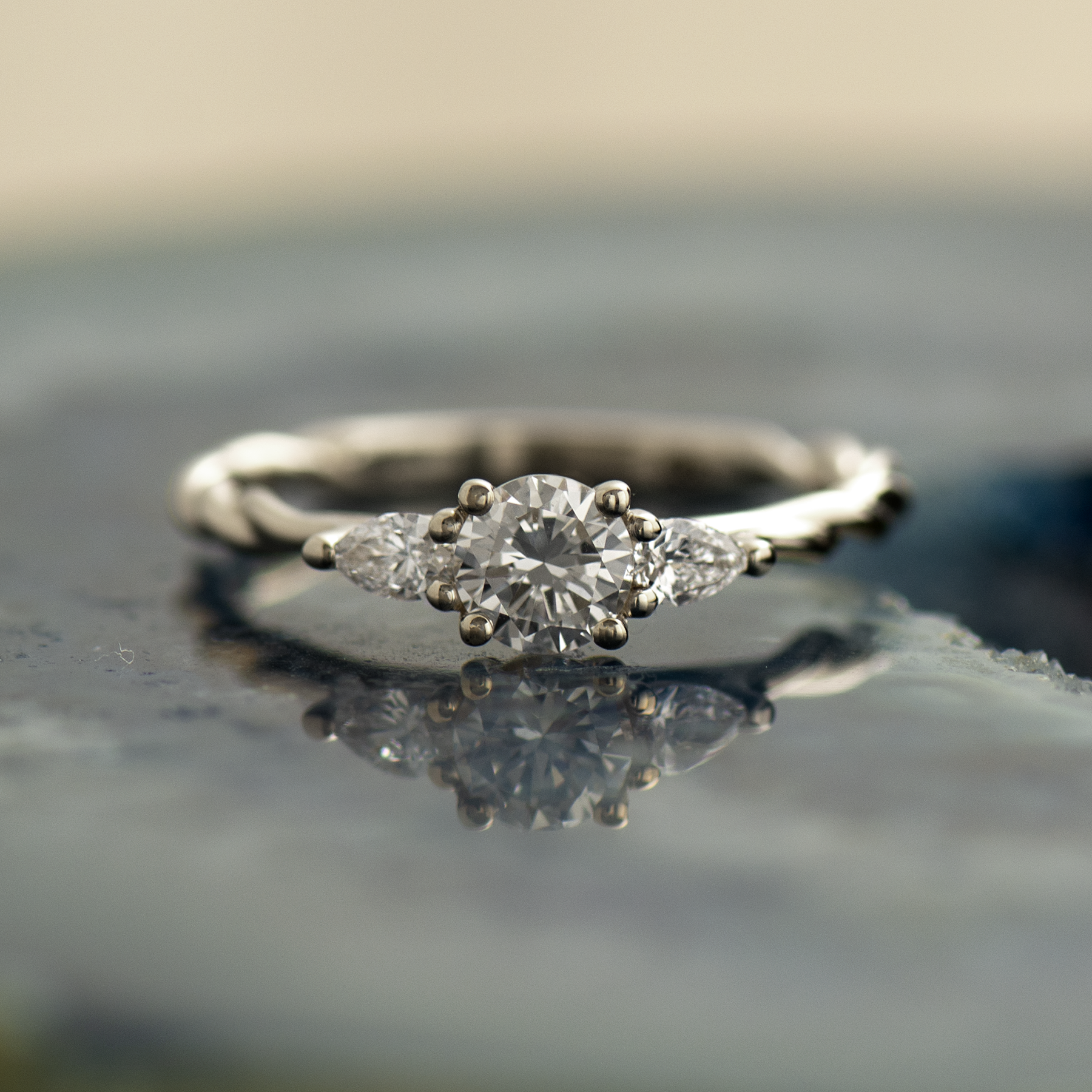 Braided Three Stone Ring