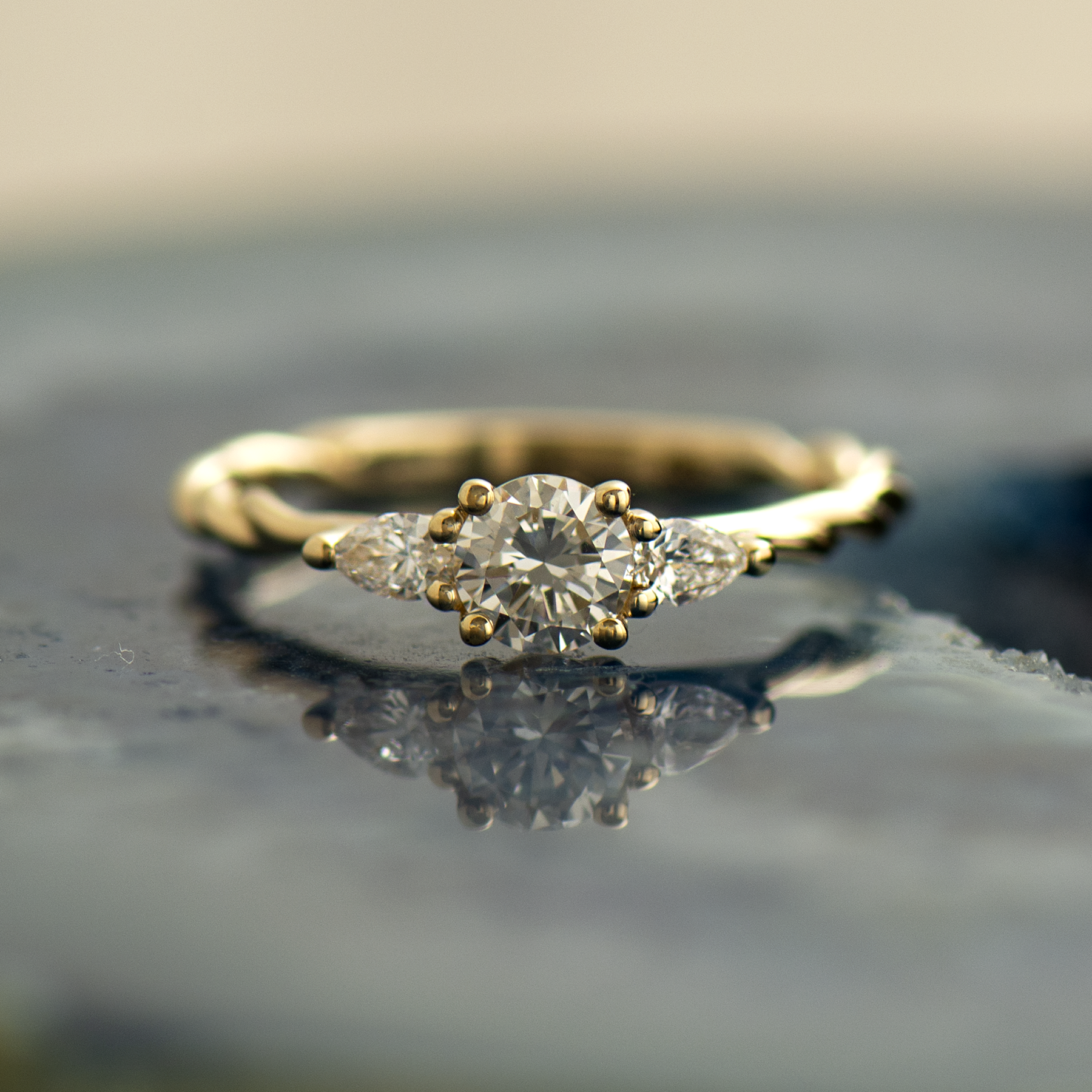 Braided Three Stone Ring