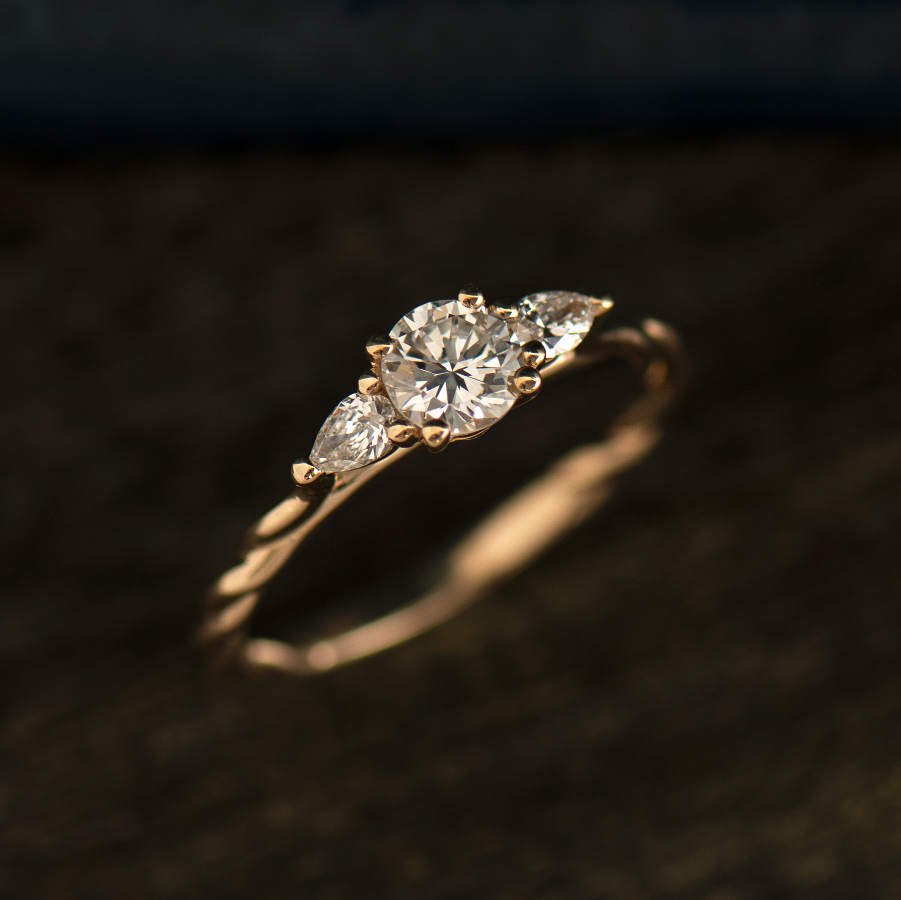 Braided Three Stone Ring