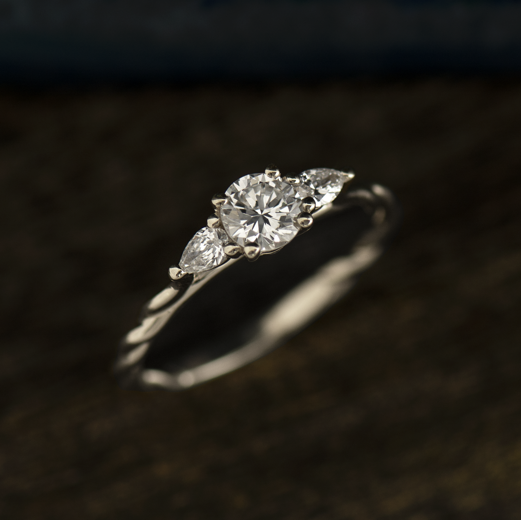 Braided Three Stone Ring