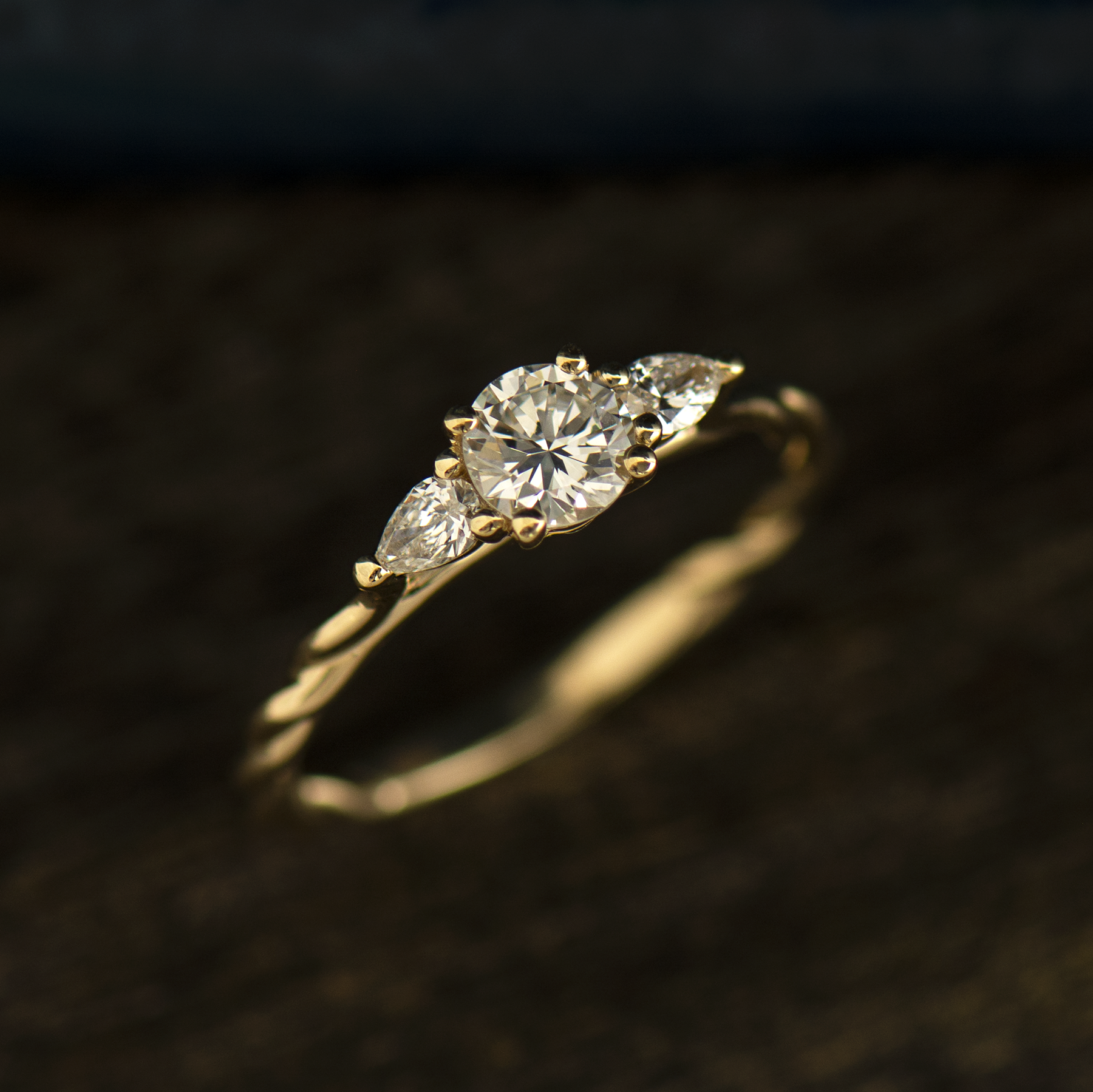 Braided Three Stone Ring