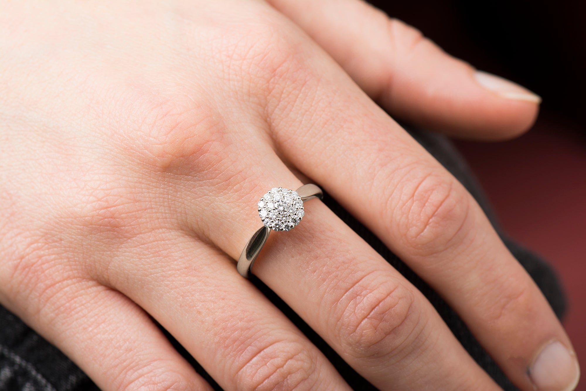 White Bursting Cluster Diamond Ring
