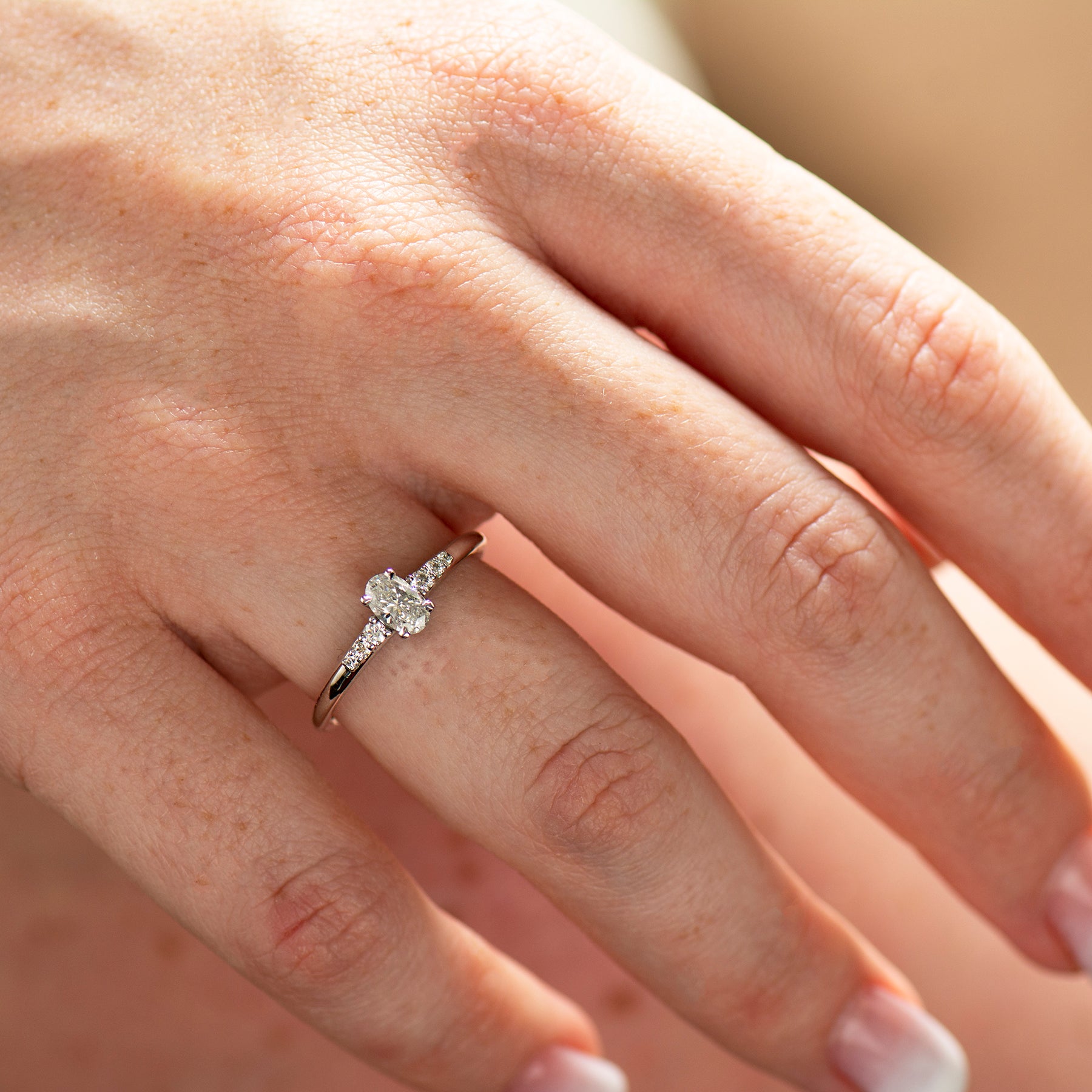 Dainty Elongated Oval Engagement Ring