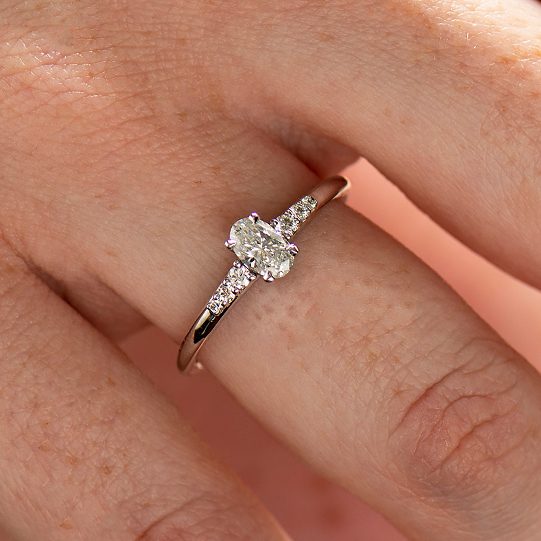 Dainty Elongated Oval Engagement Ring