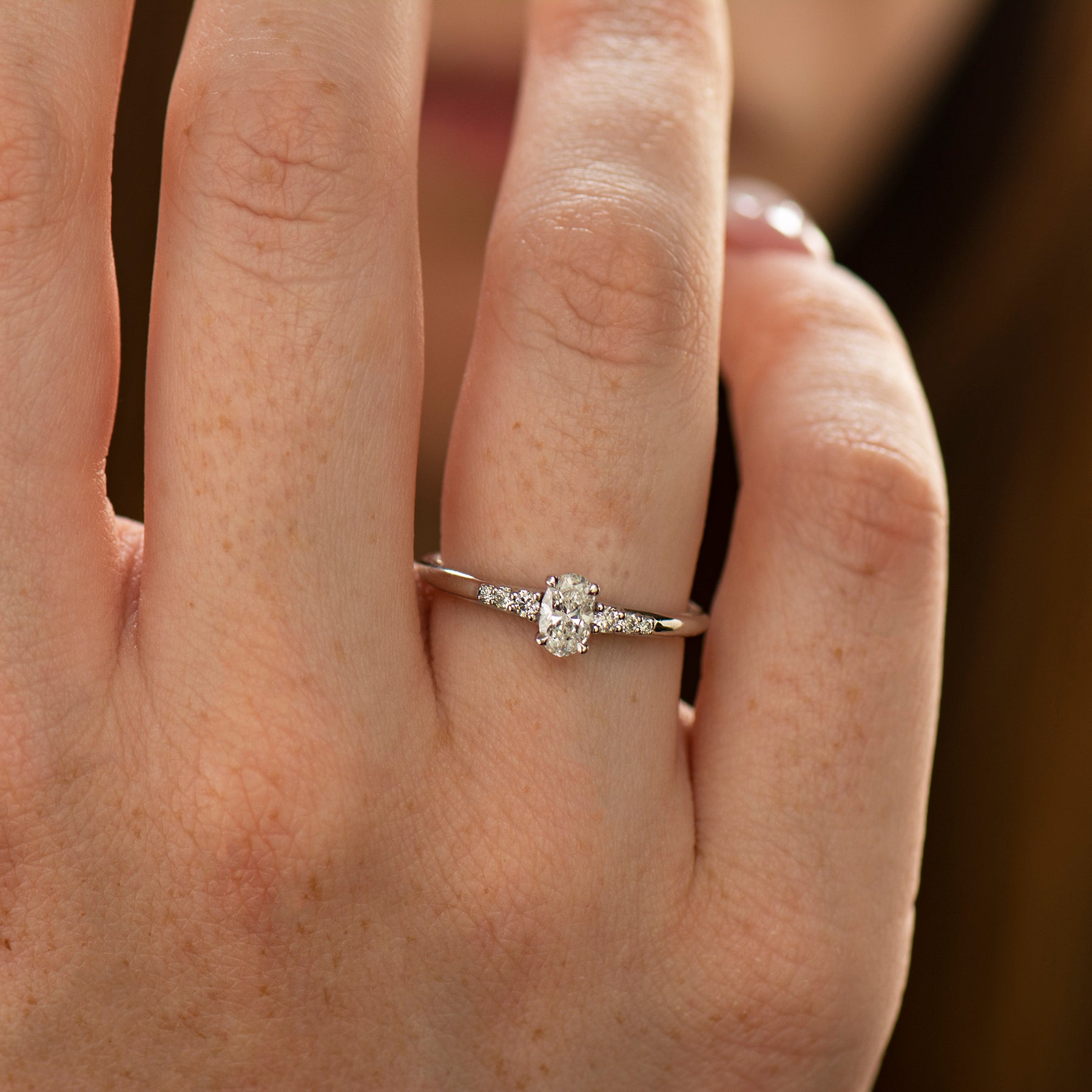 Dainty Elongated Oval Engagement Ring
