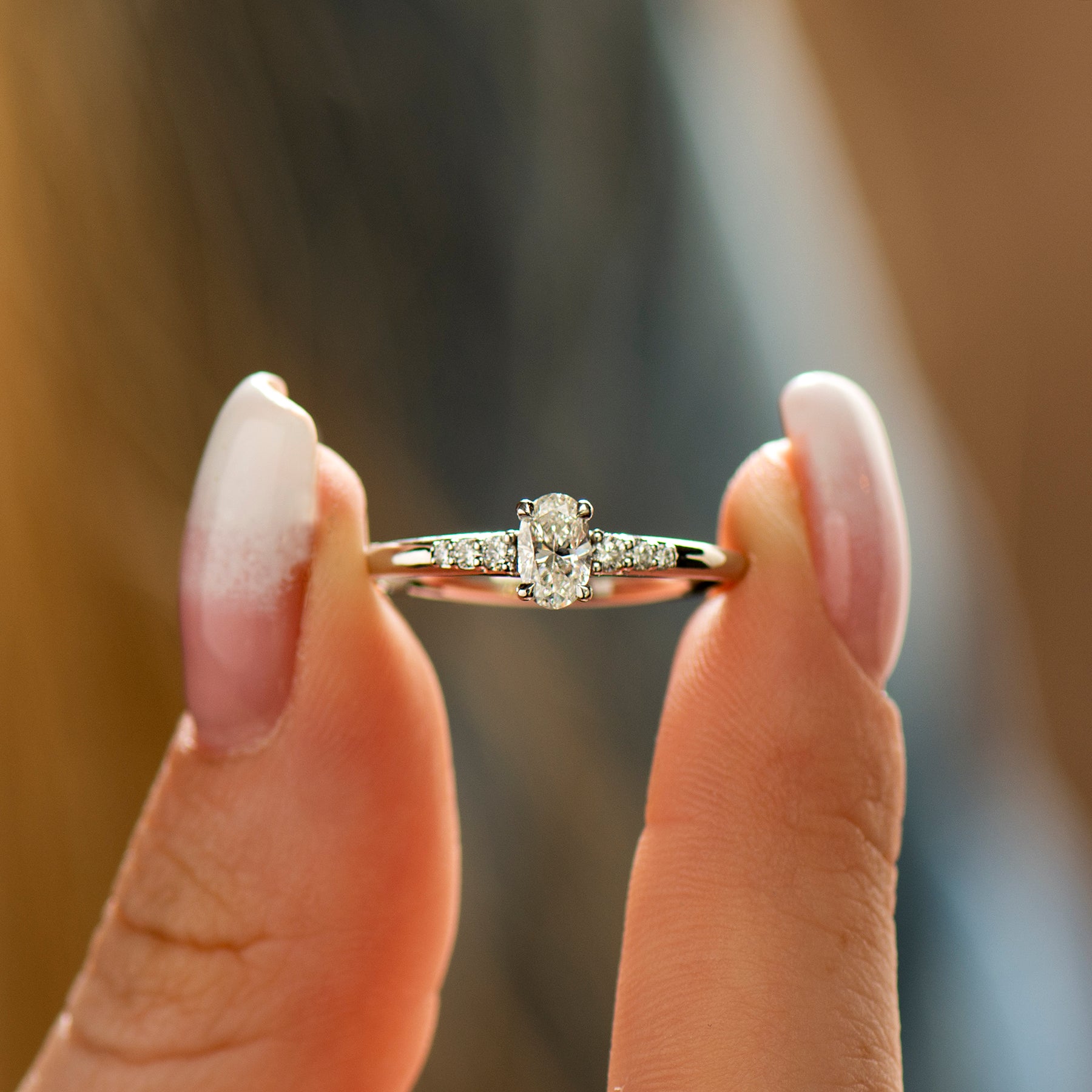 Dainty Elongated Oval Engagement Ring