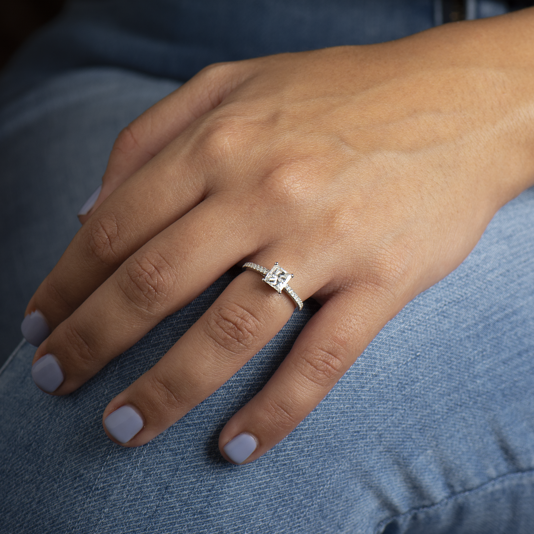 Pave Princess Engagement Ring