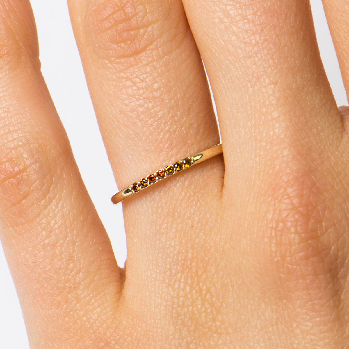 1.5 mm Champagne Brown Diamonds 7 Stone Ring
