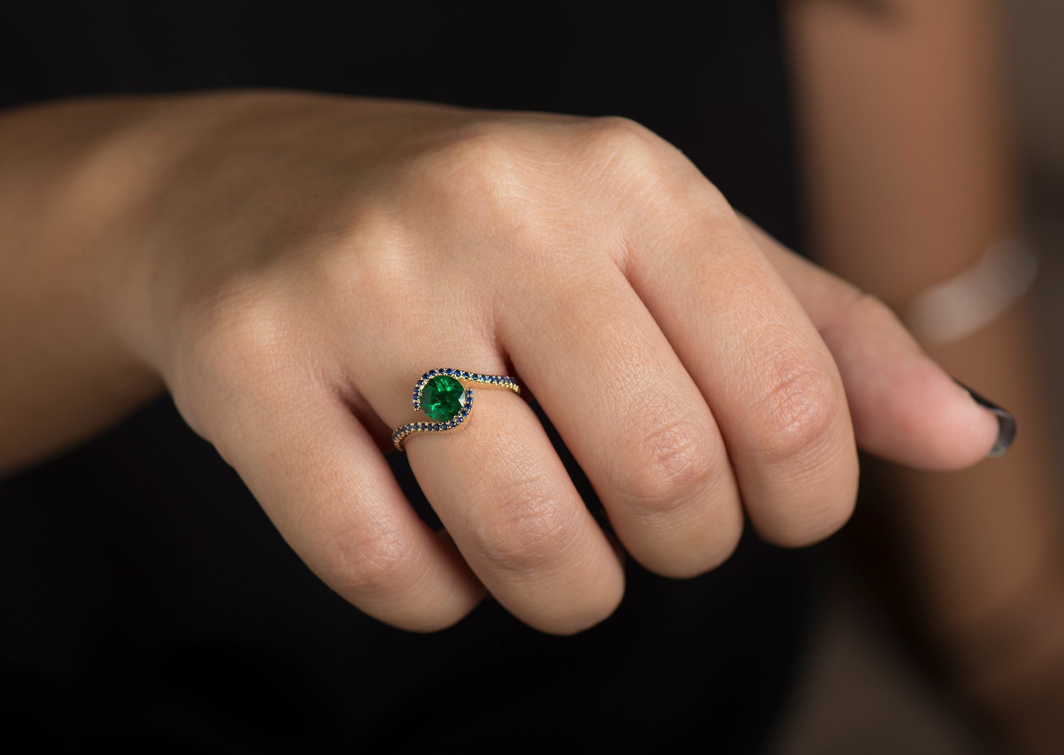 Twisted Emerald Engagement Ring