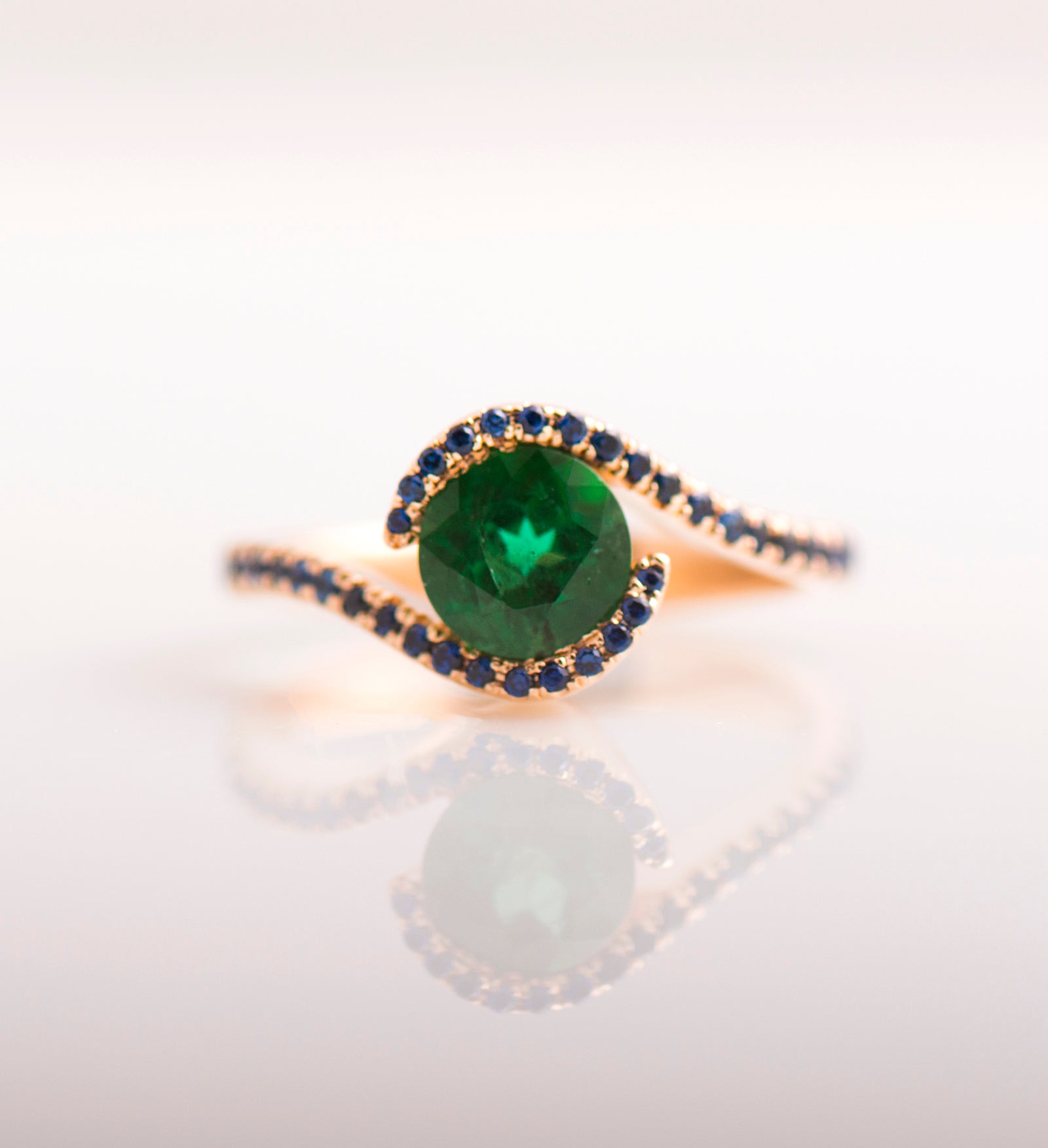 Twisted Emerald Engagement Ring