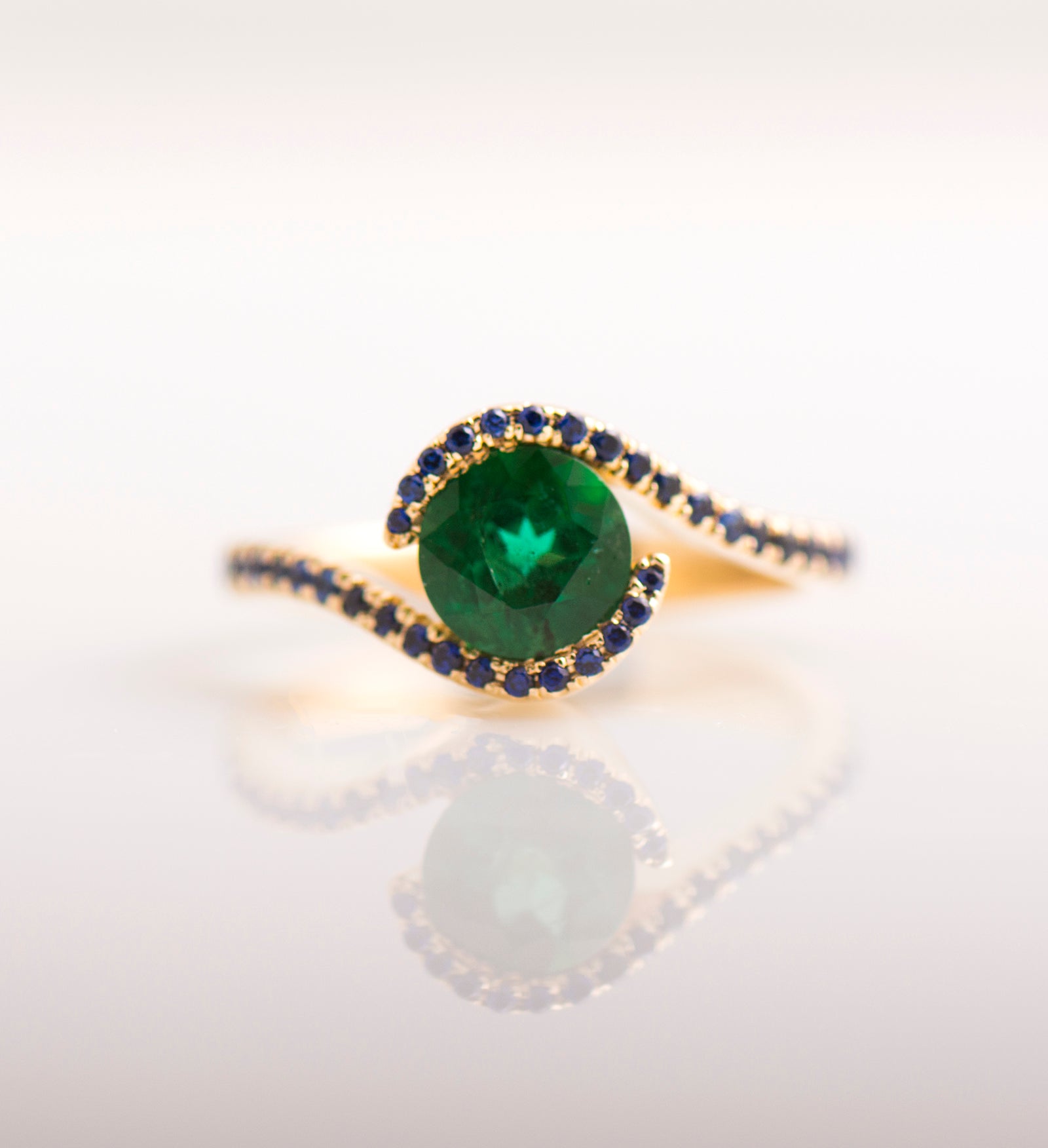 Twisted Emerald Engagement Ring