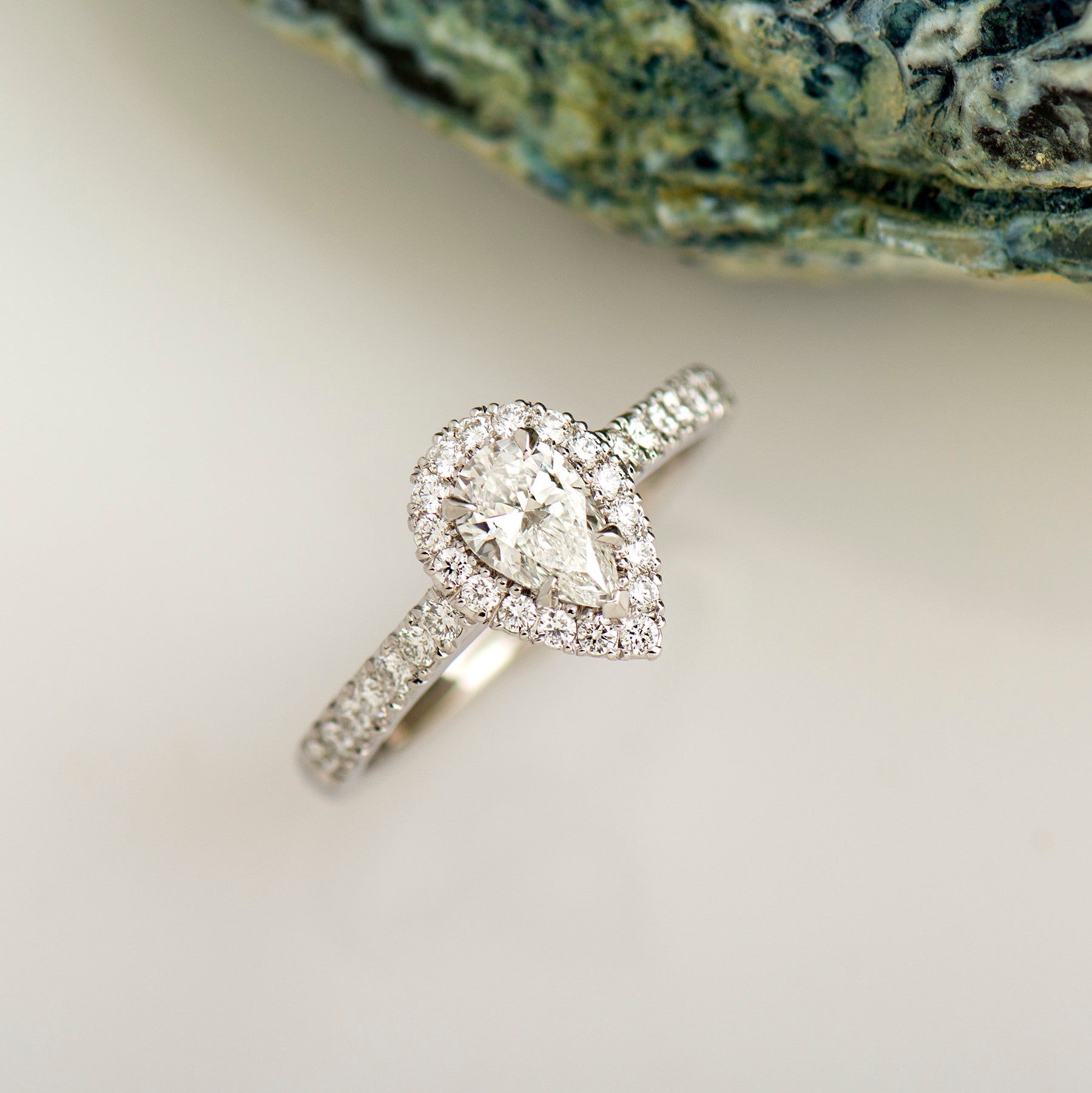 Halo Pear Ring