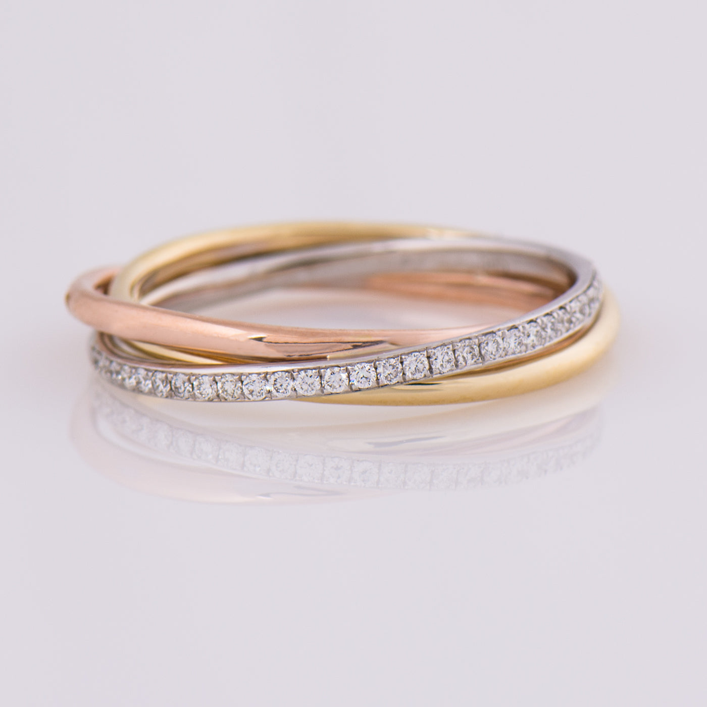 The Three Tone Interlocking Diamonds Ring