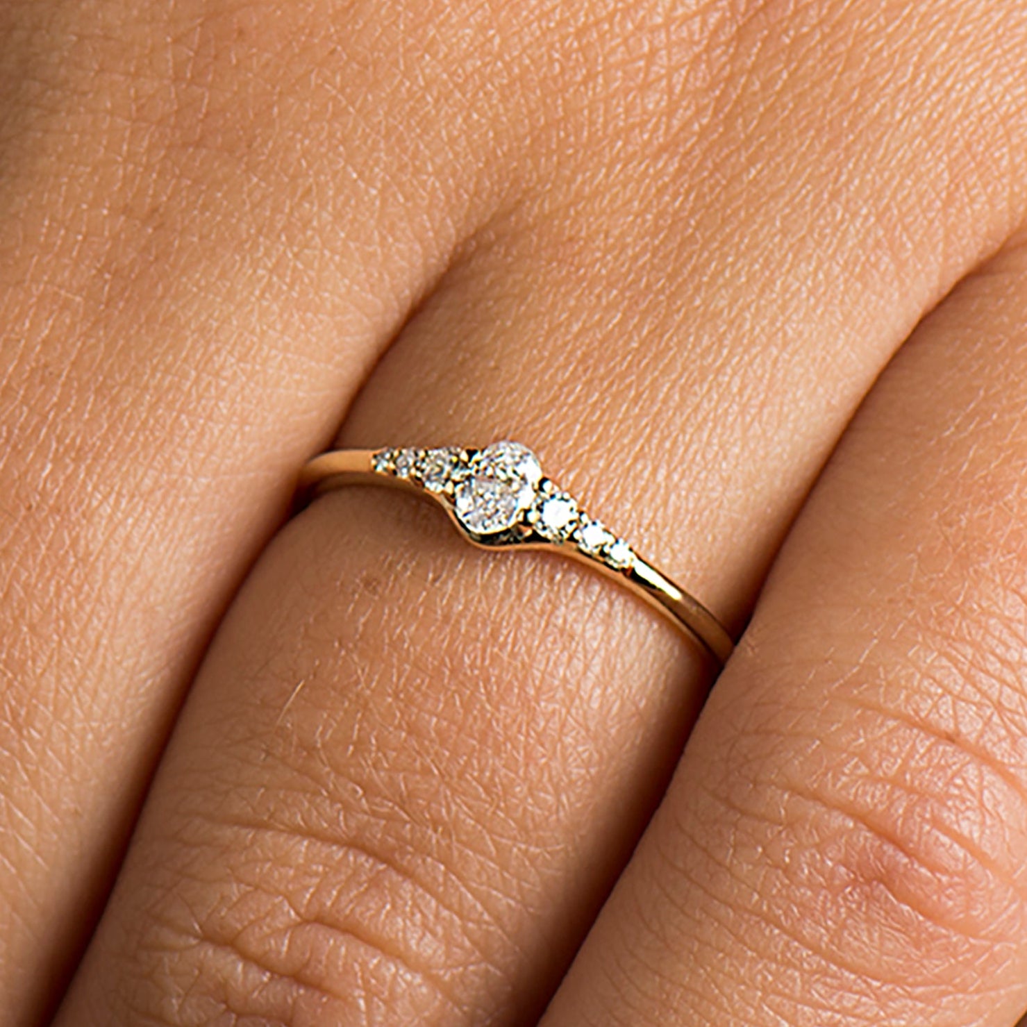 Tiny Oval Diamond Ring