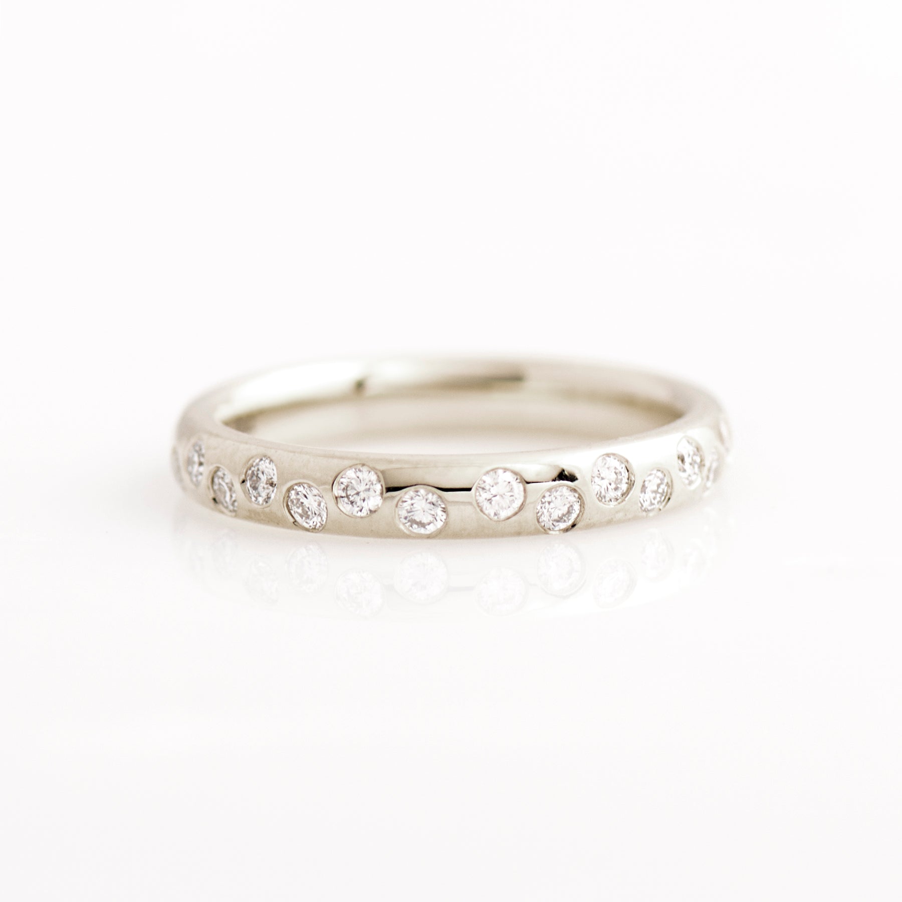 Wide Half Eternity Diamond Ring Zig Zag
