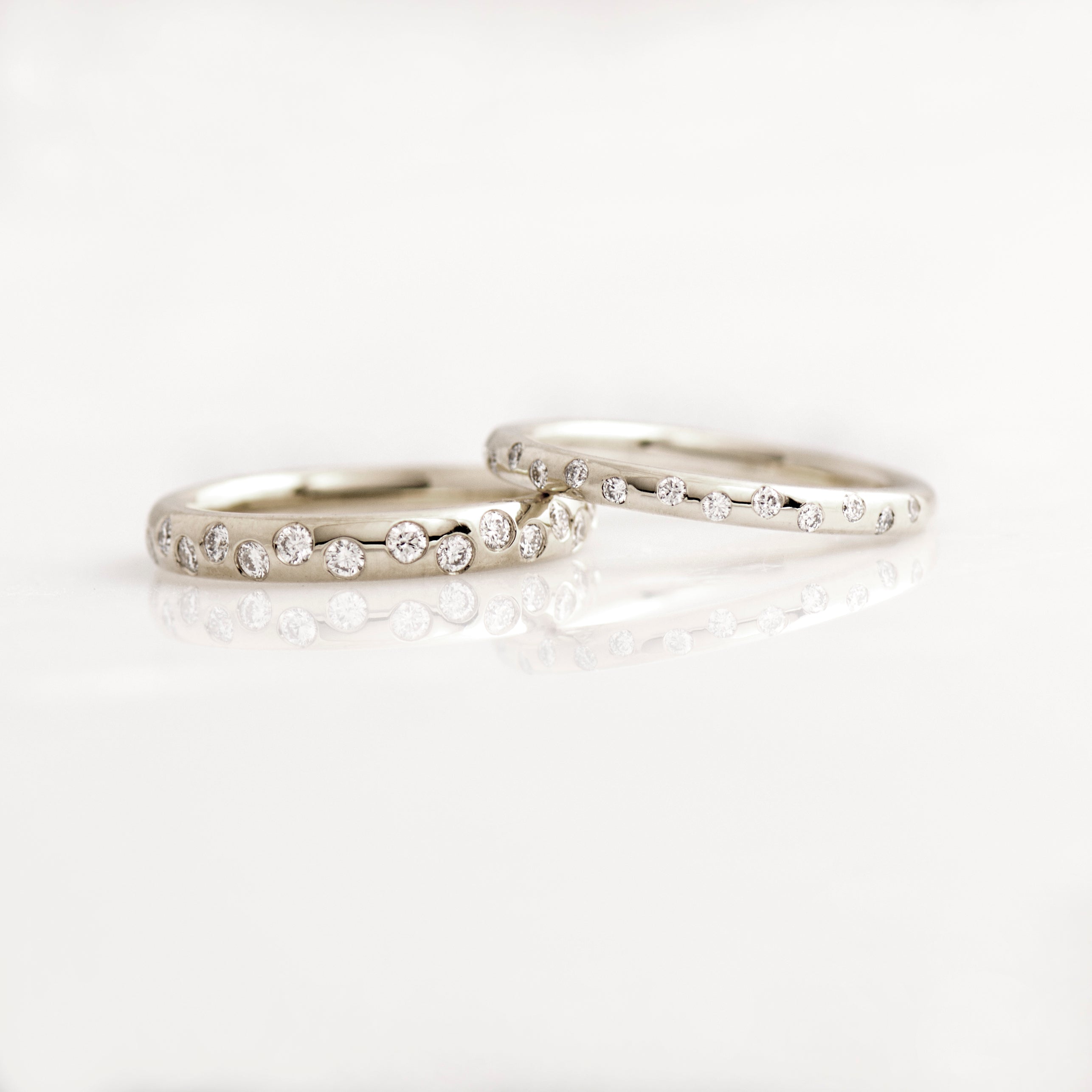 Wide Half Eternity Diamond Ring Zig Zag