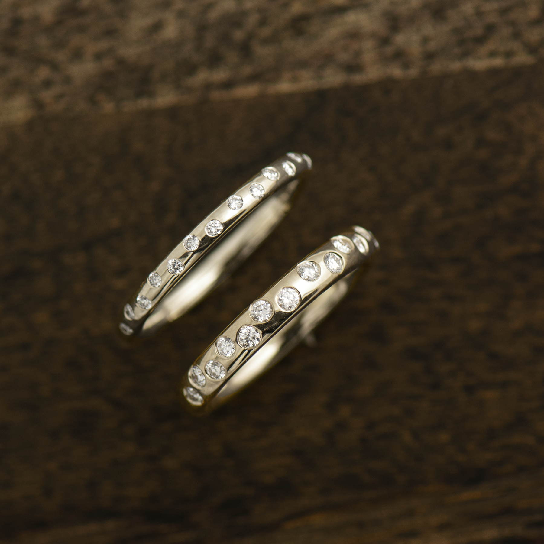 Wide Half Eternity Diamond Ring Zig Zag