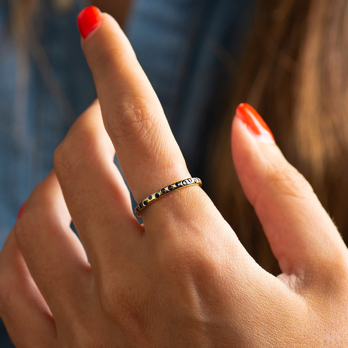 Half Eternity Sapphires Ring