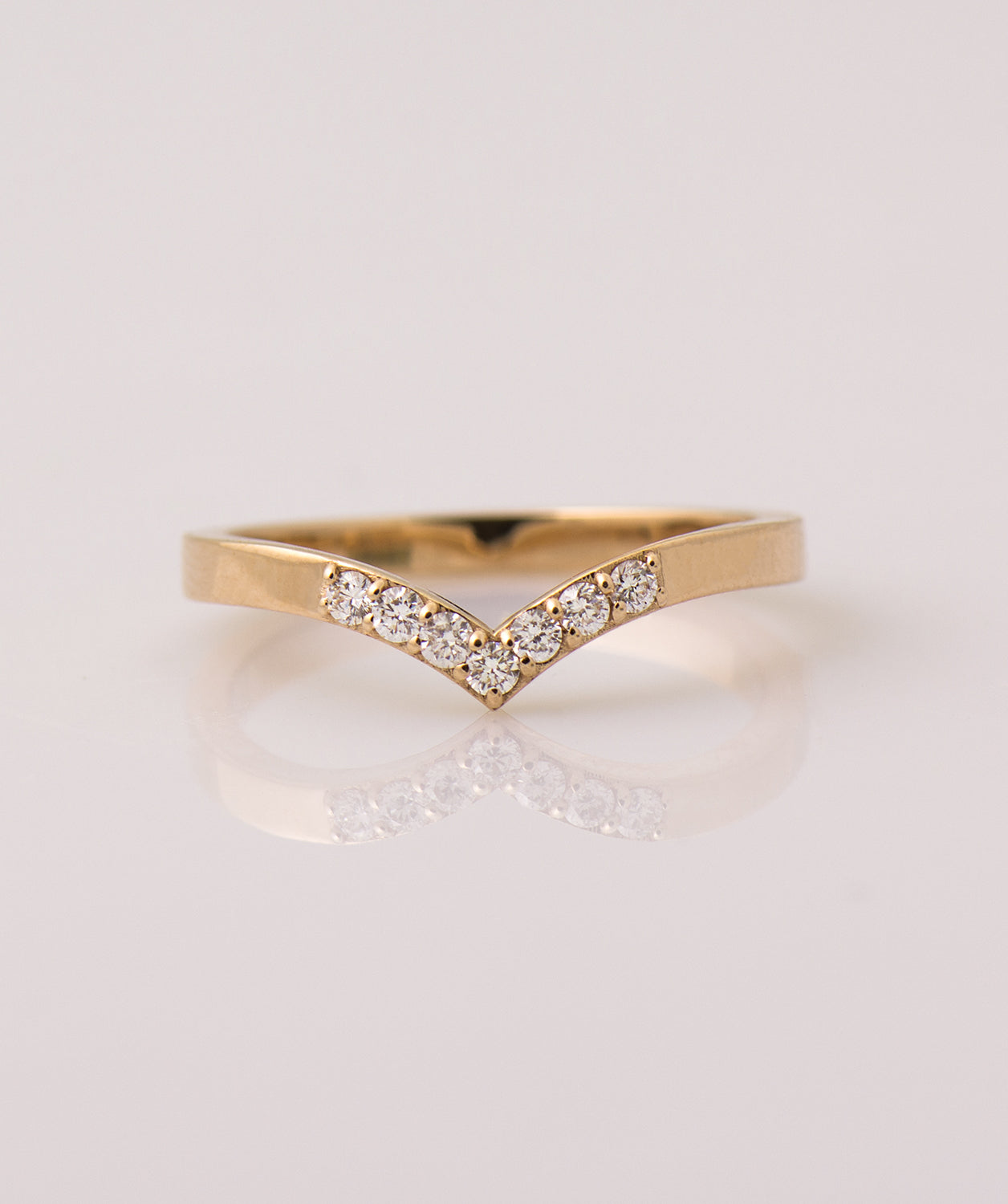 Medium Wide V Shape 7 Diamonds Ring