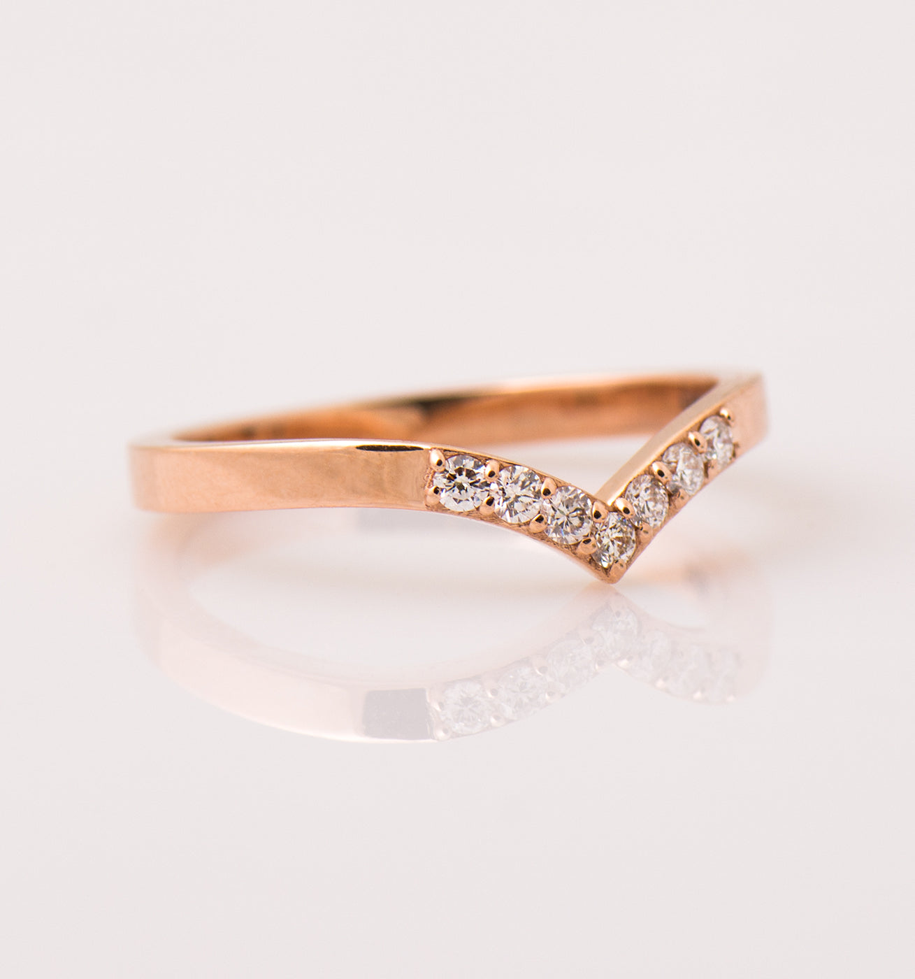Medium Wide V Shape 7 Diamonds Ring