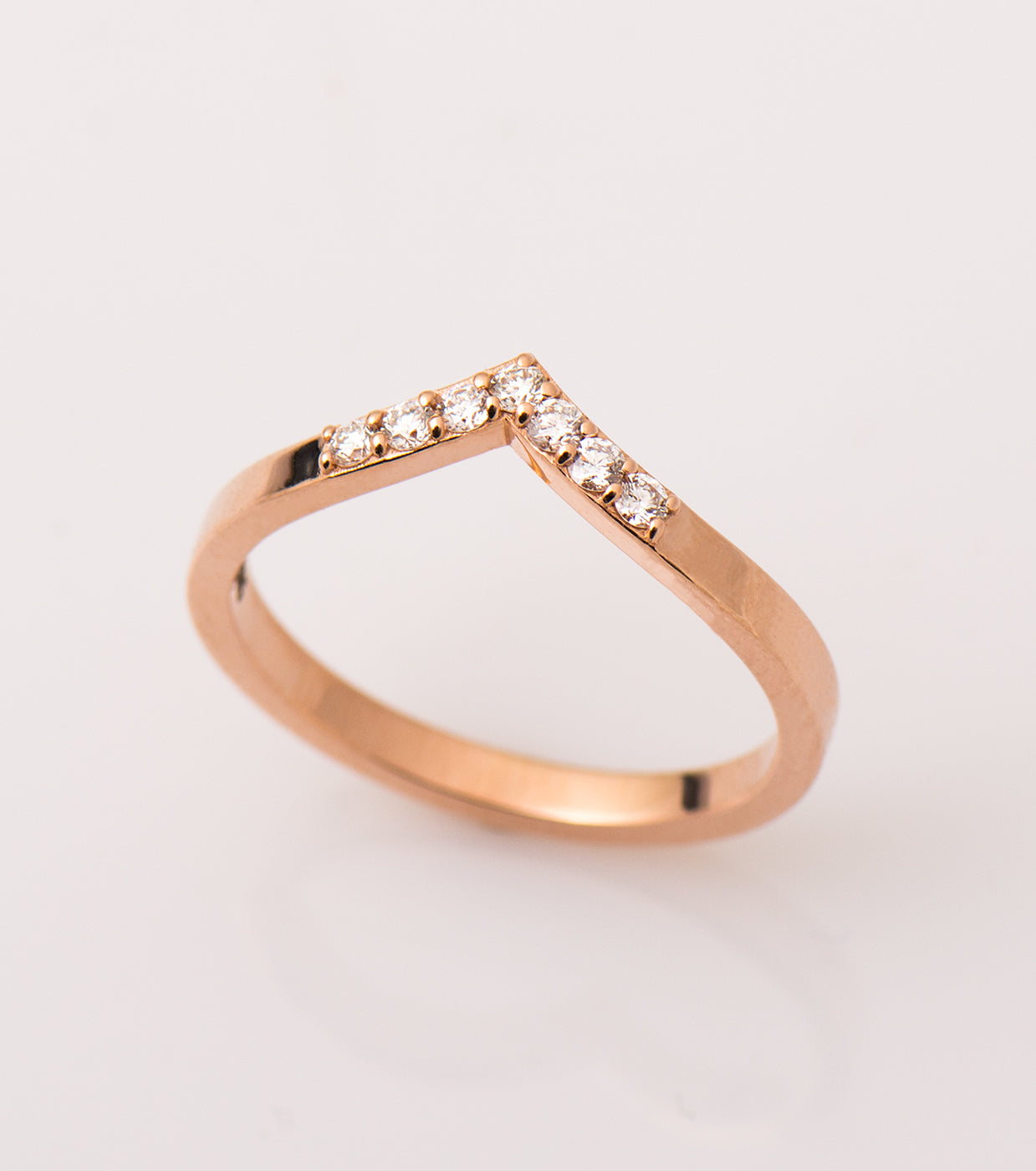 Medium Wide V Shape 7 Diamonds Ring