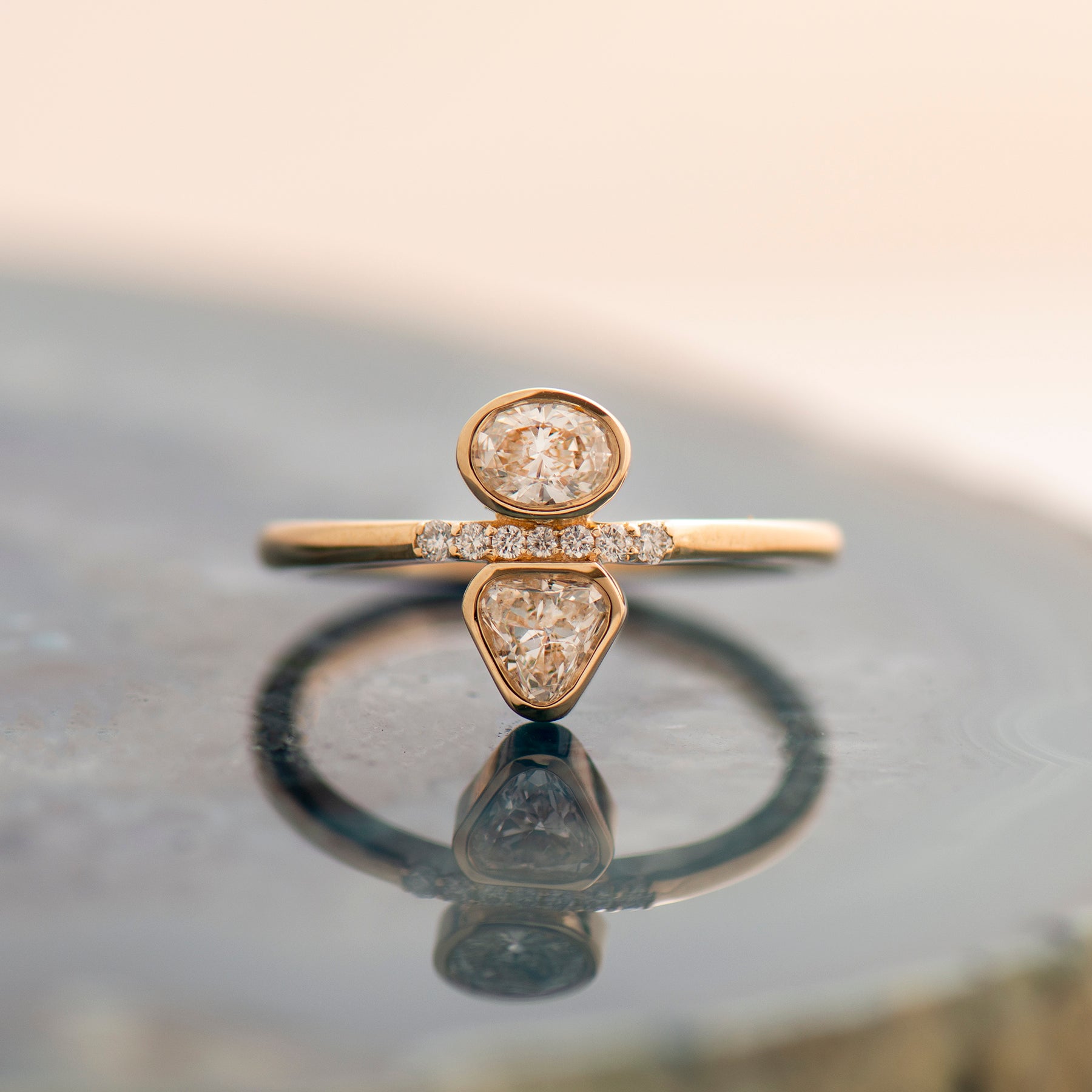 Triangle And Oval Engagement Ring