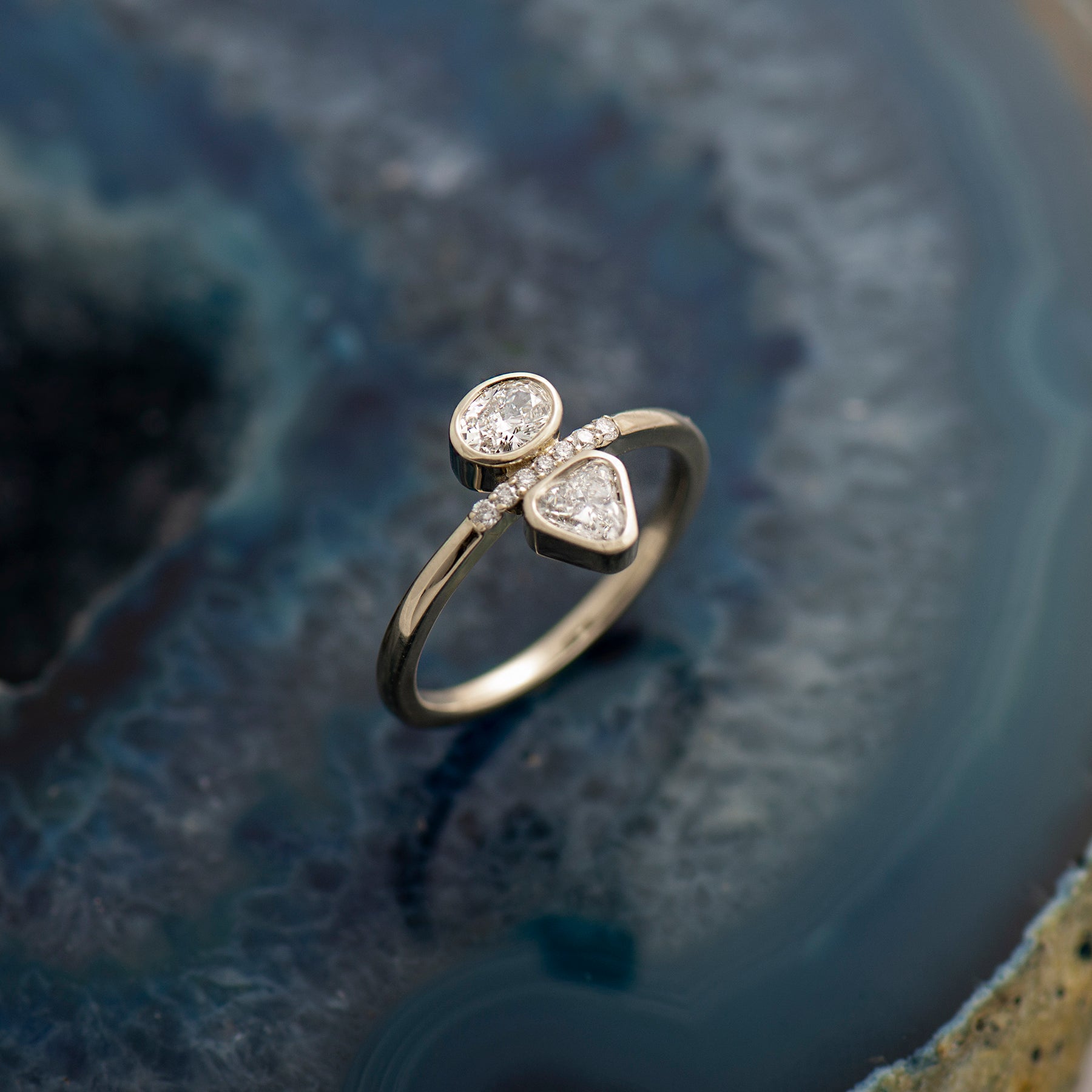 Triangle And Oval Engagement Ring