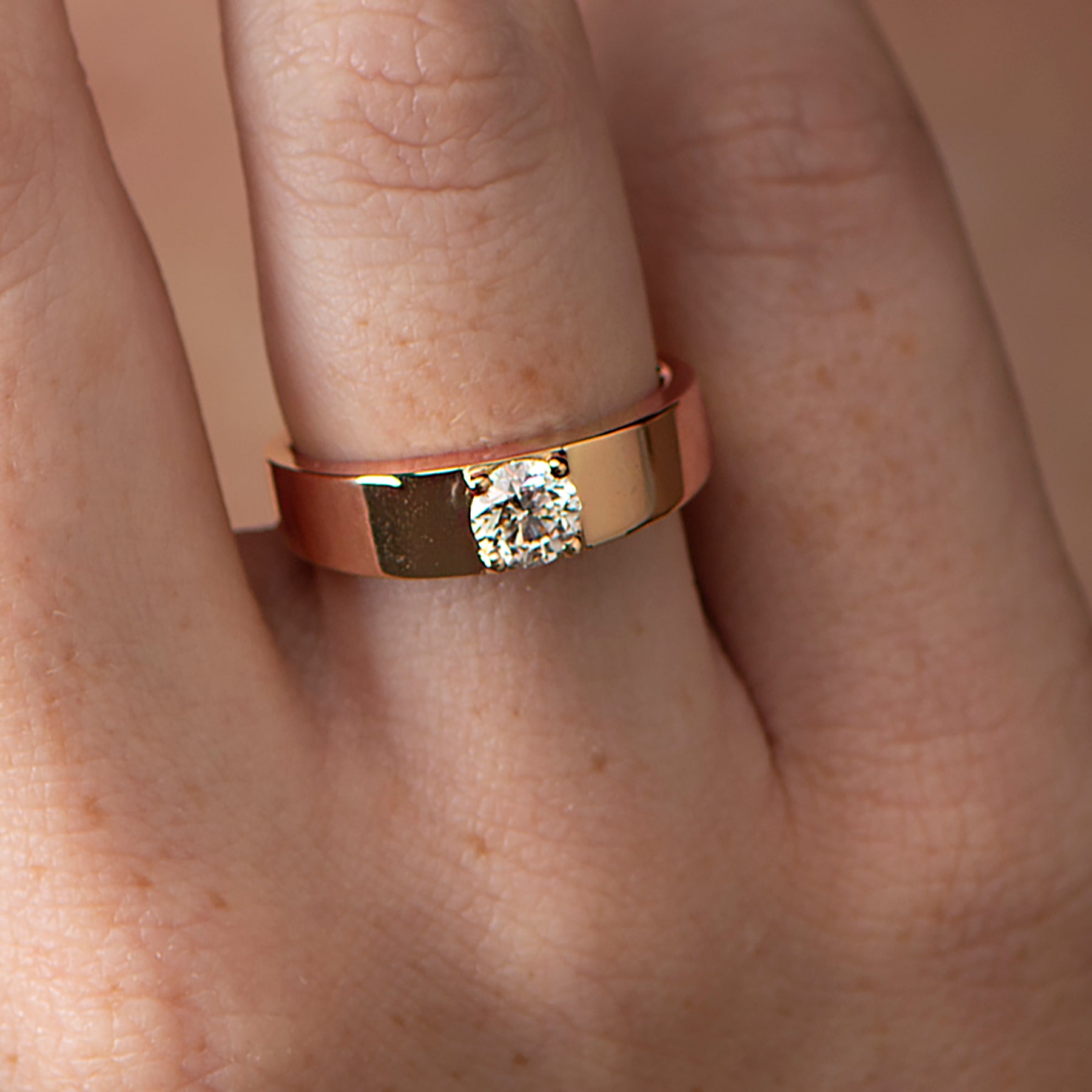 Wide Solitaire Diamond Ring