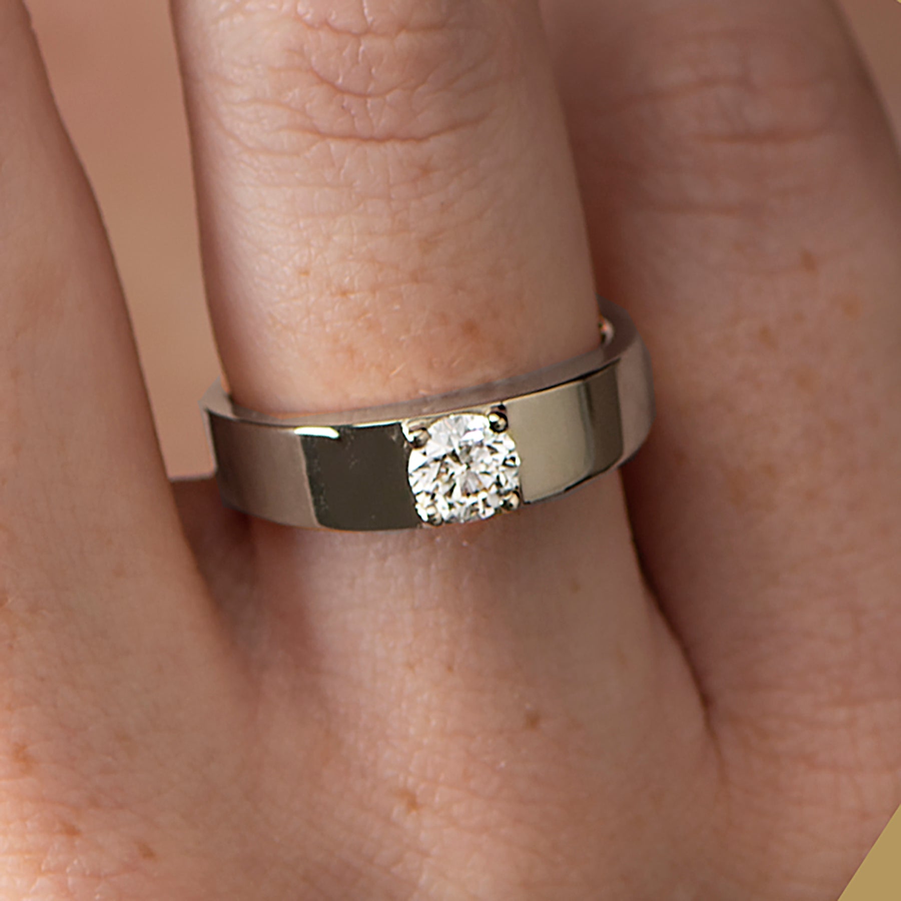 Wide Solitaire Diamond Ring