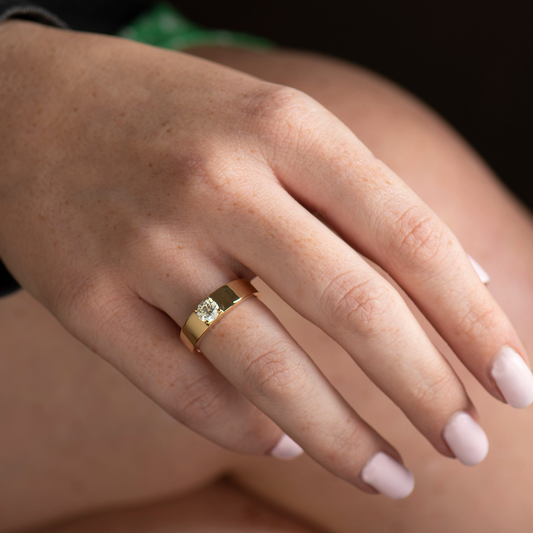 Wide Solitaire Diamond Ring