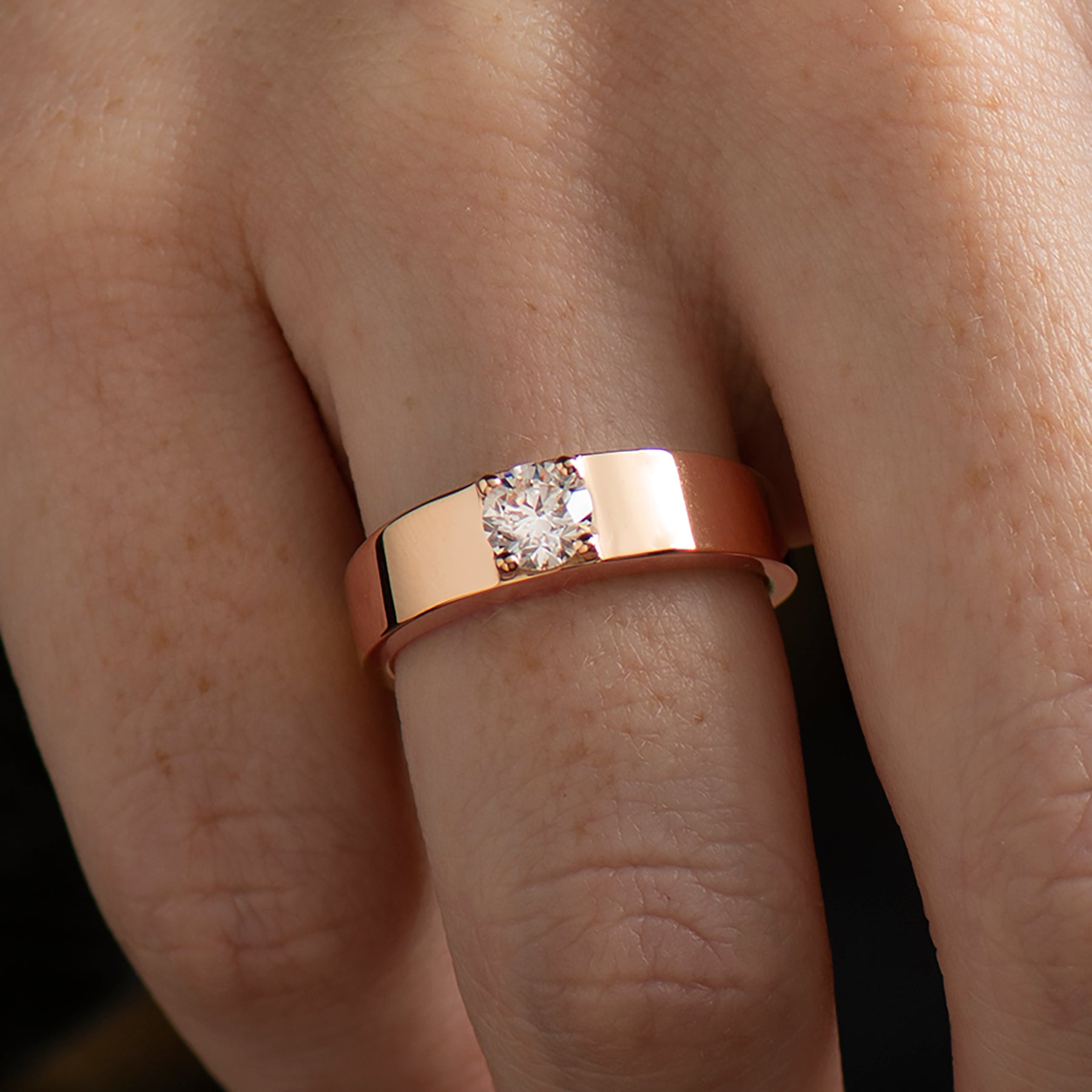 Wide Solitaire Diamond Ring