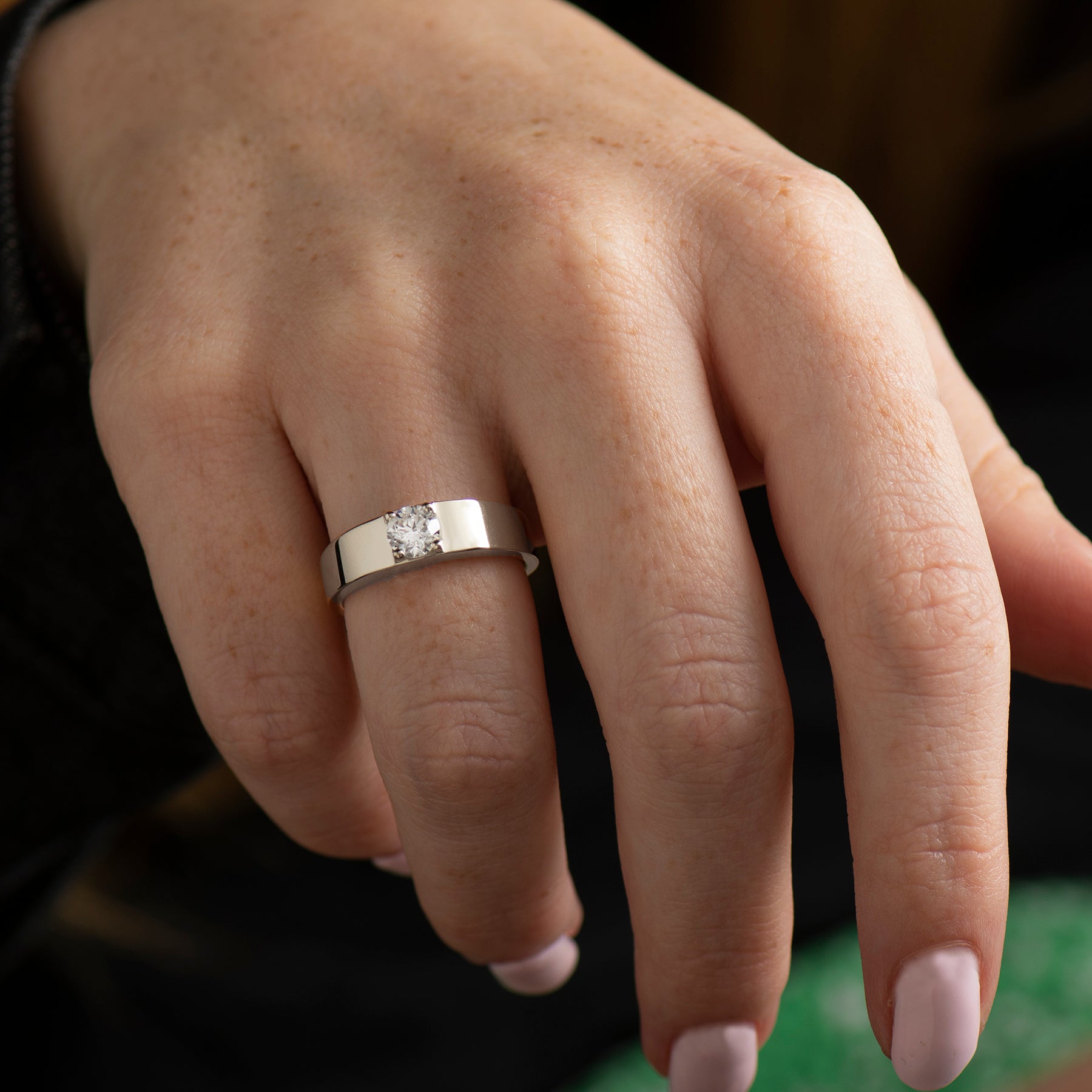 Wide Solitaire Diamond Ring