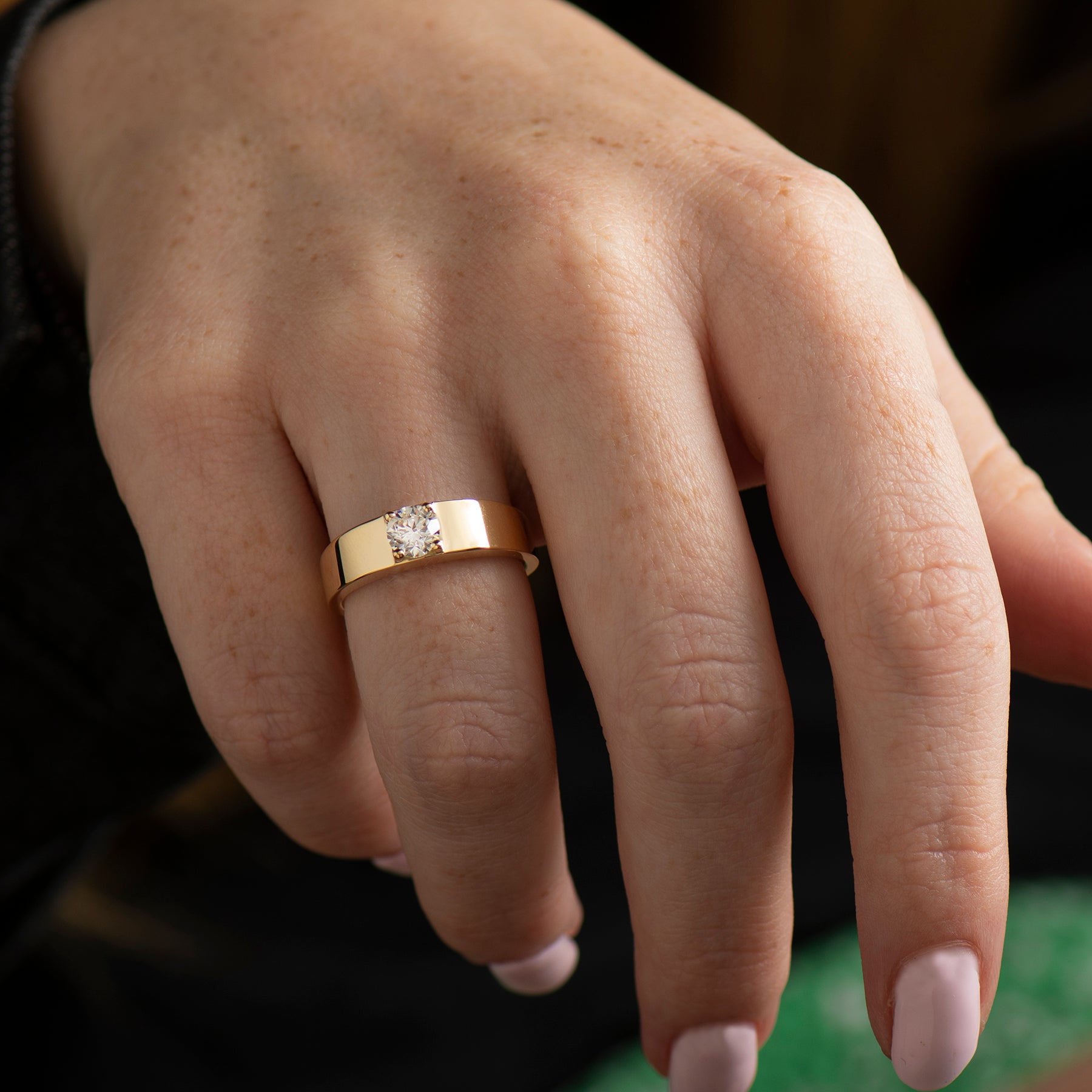 Wide Solitaire Diamond Ring