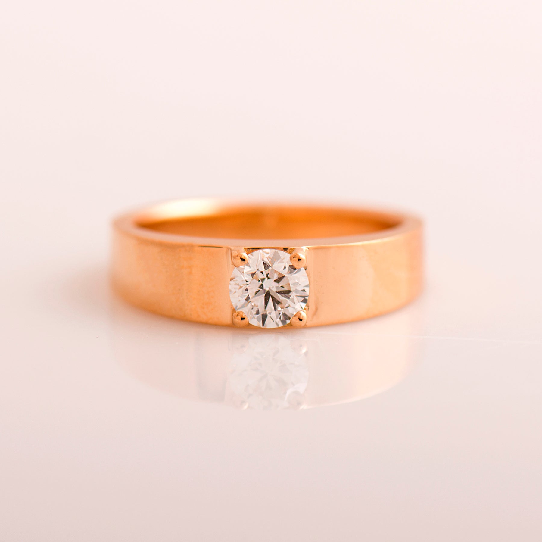 Wide Solitaire Diamond Ring