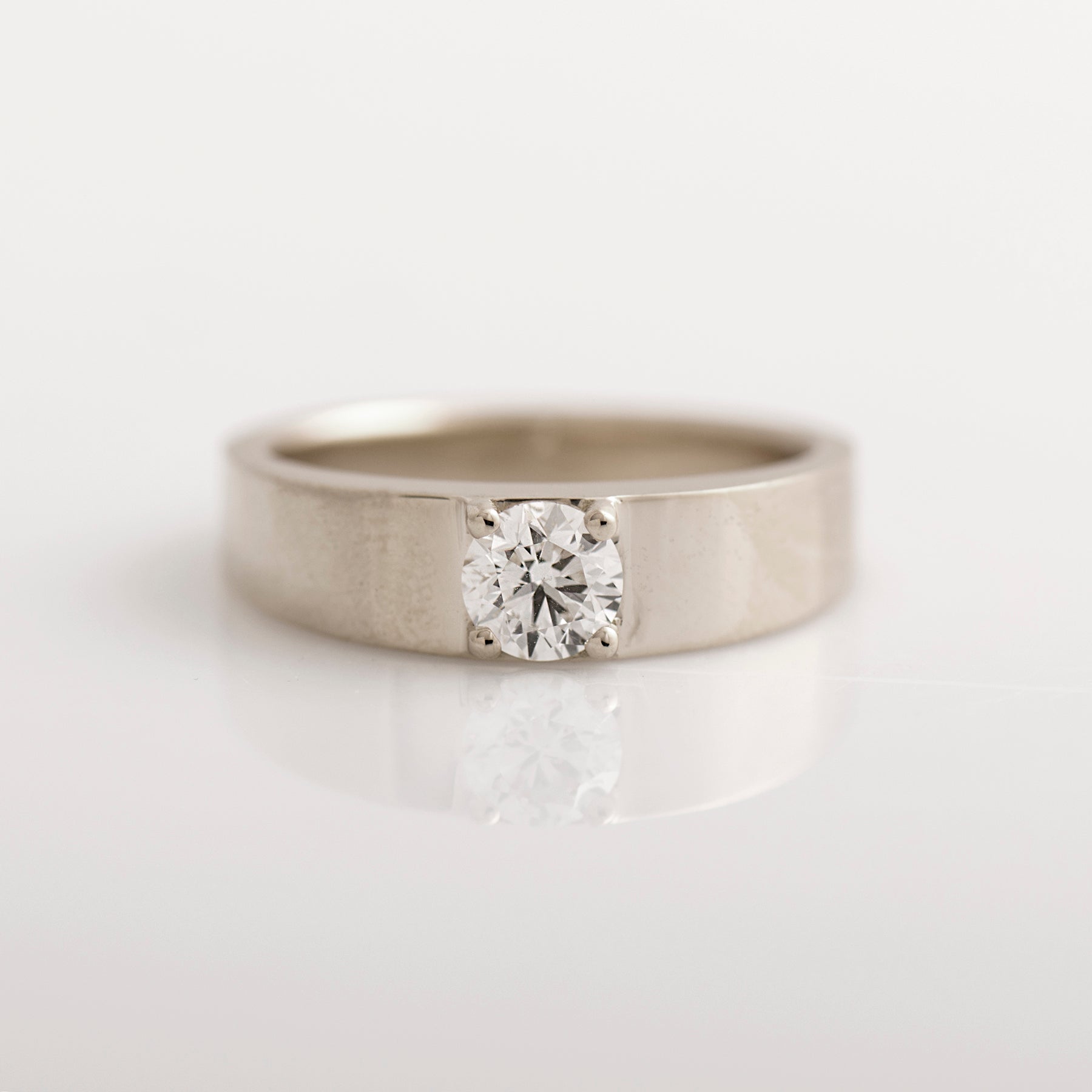 Wide Solitaire Diamond Ring