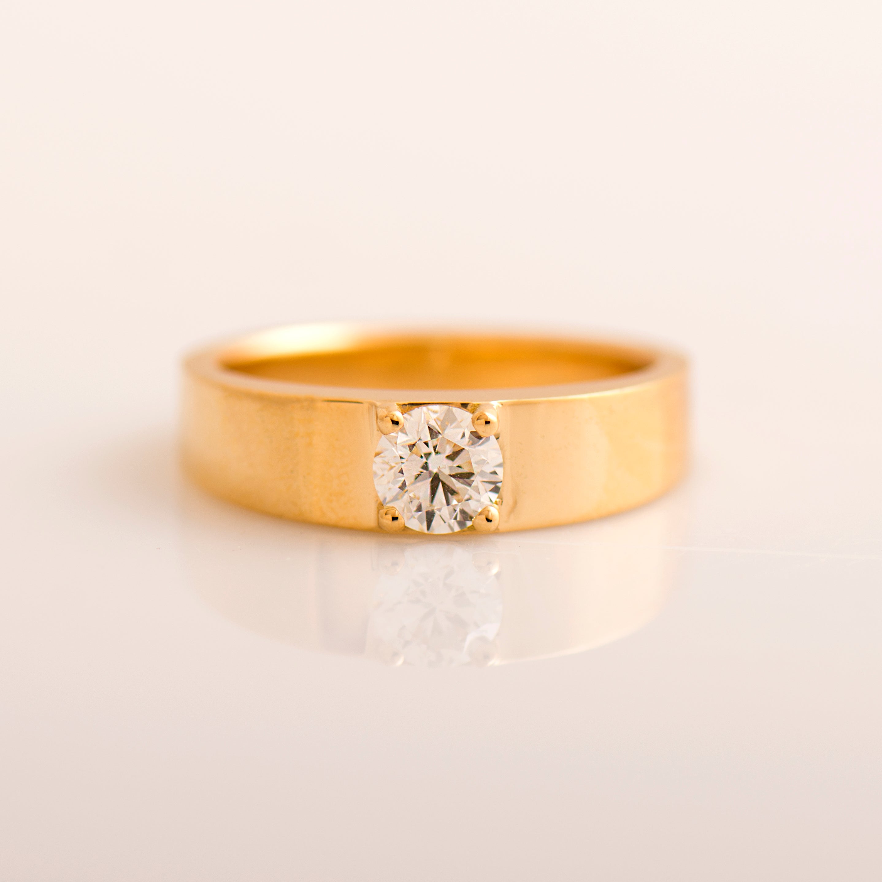 Wide Solitaire Diamond Ring
