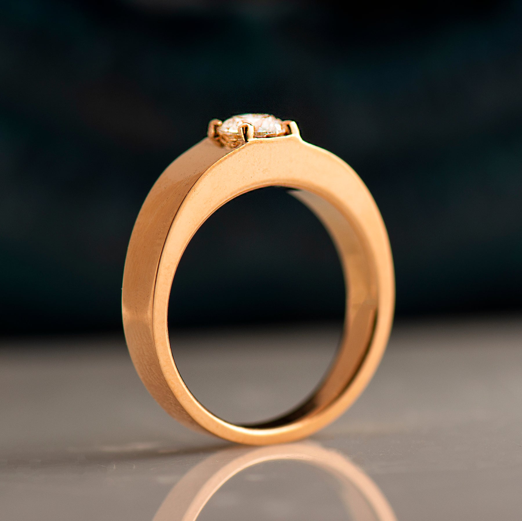 Wide Solitaire Diamond Ring