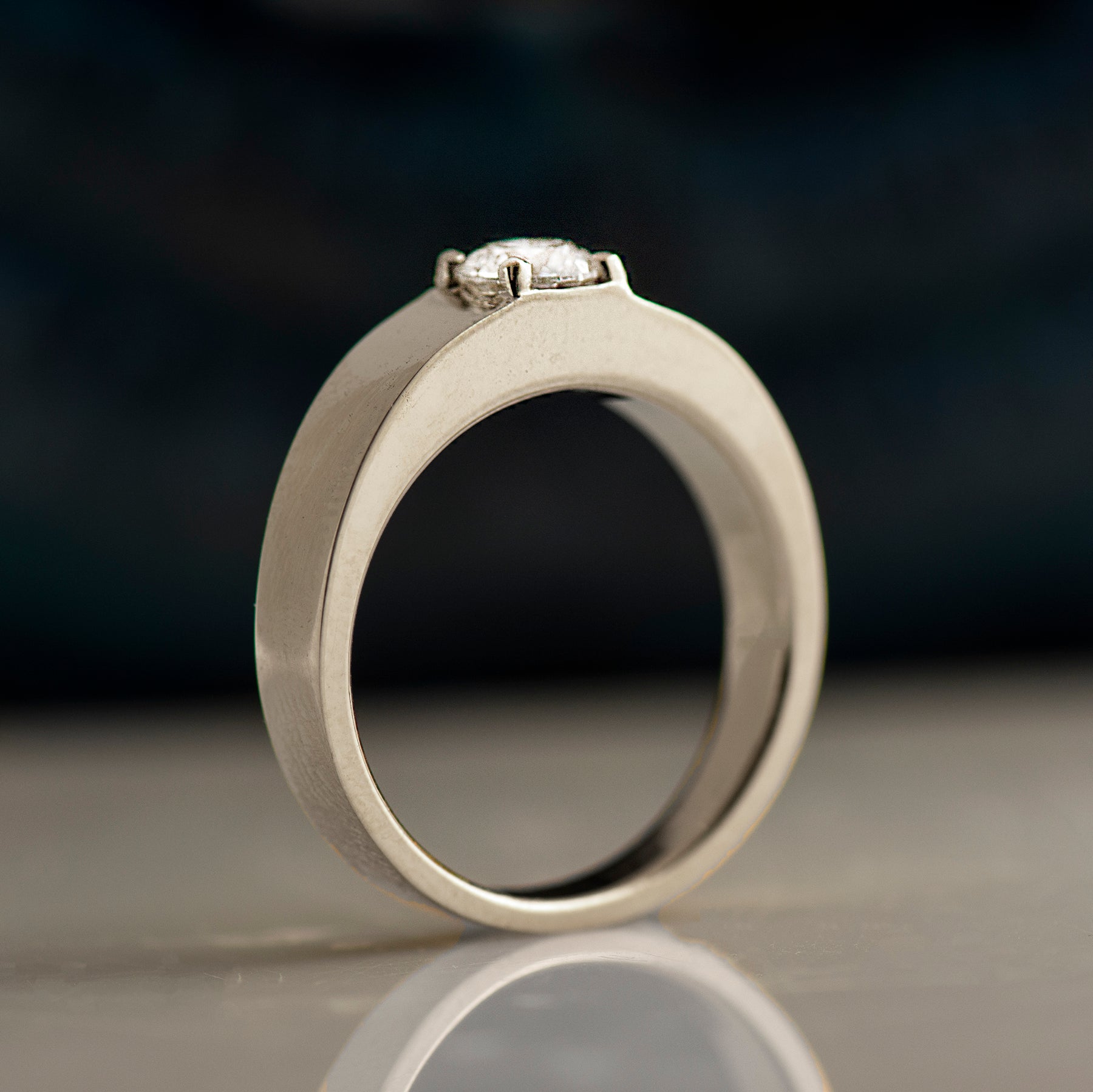 Wide Solitaire Diamond Ring