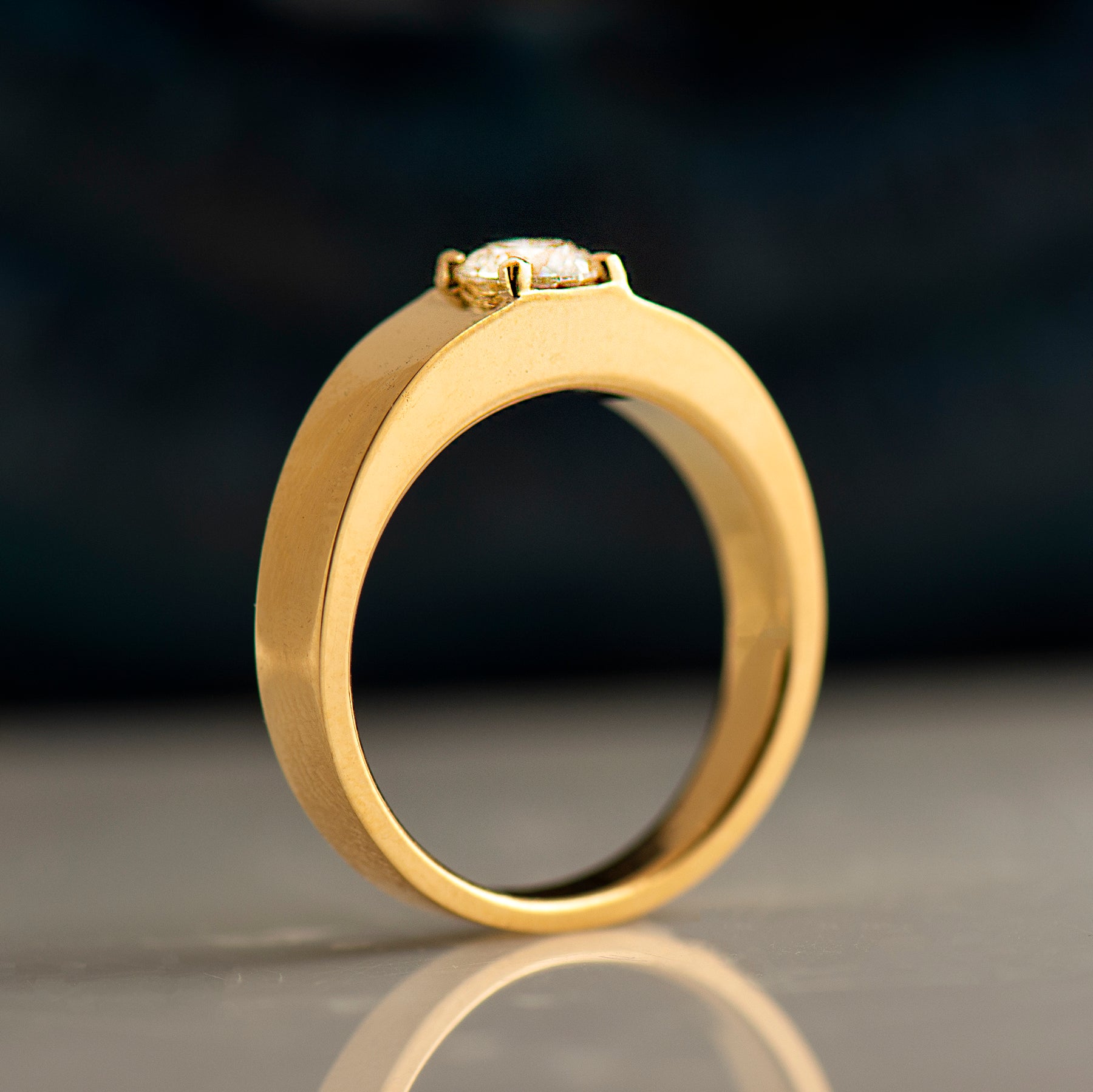 Wide Solitaire Diamond Ring