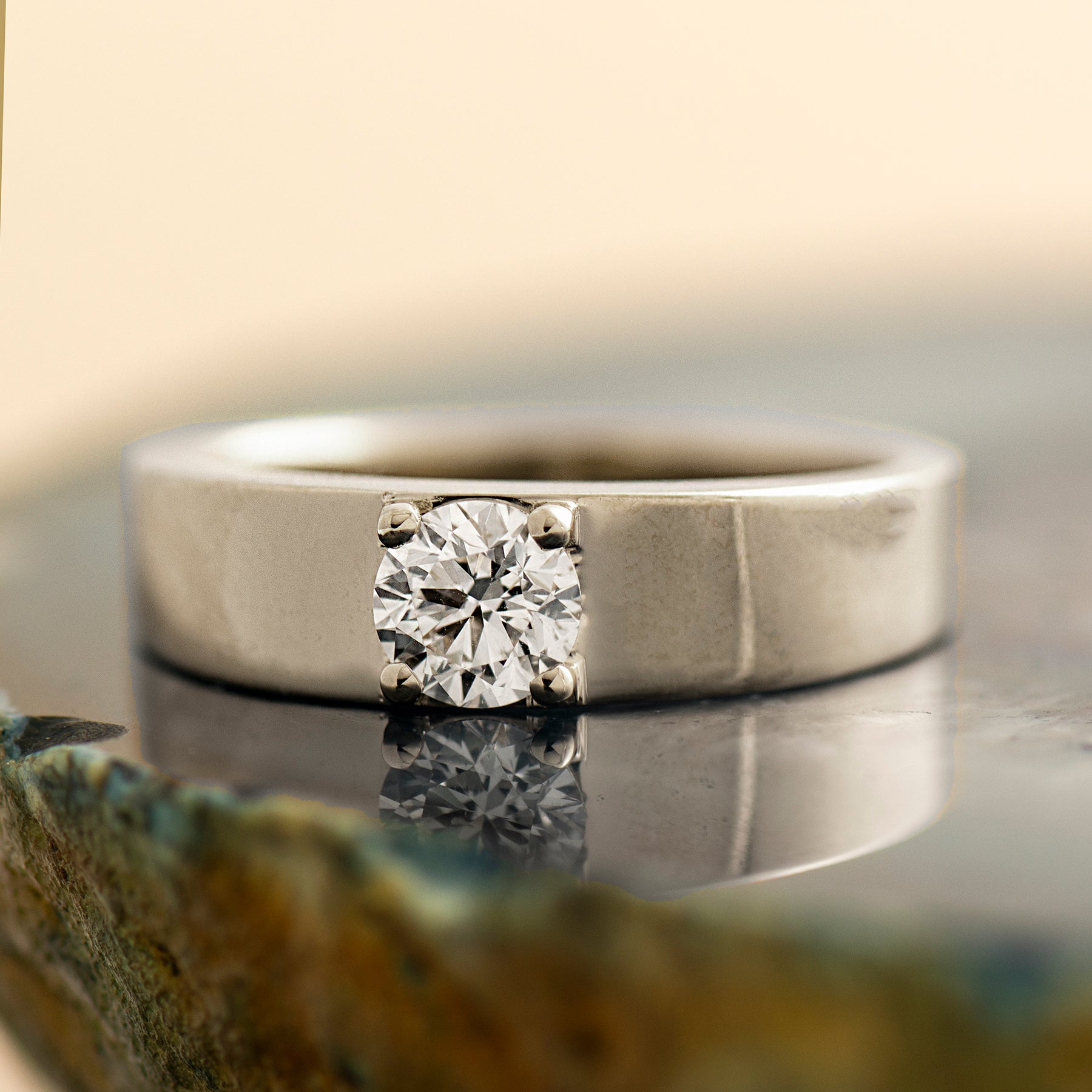 Wide Solitaire Diamond Ring