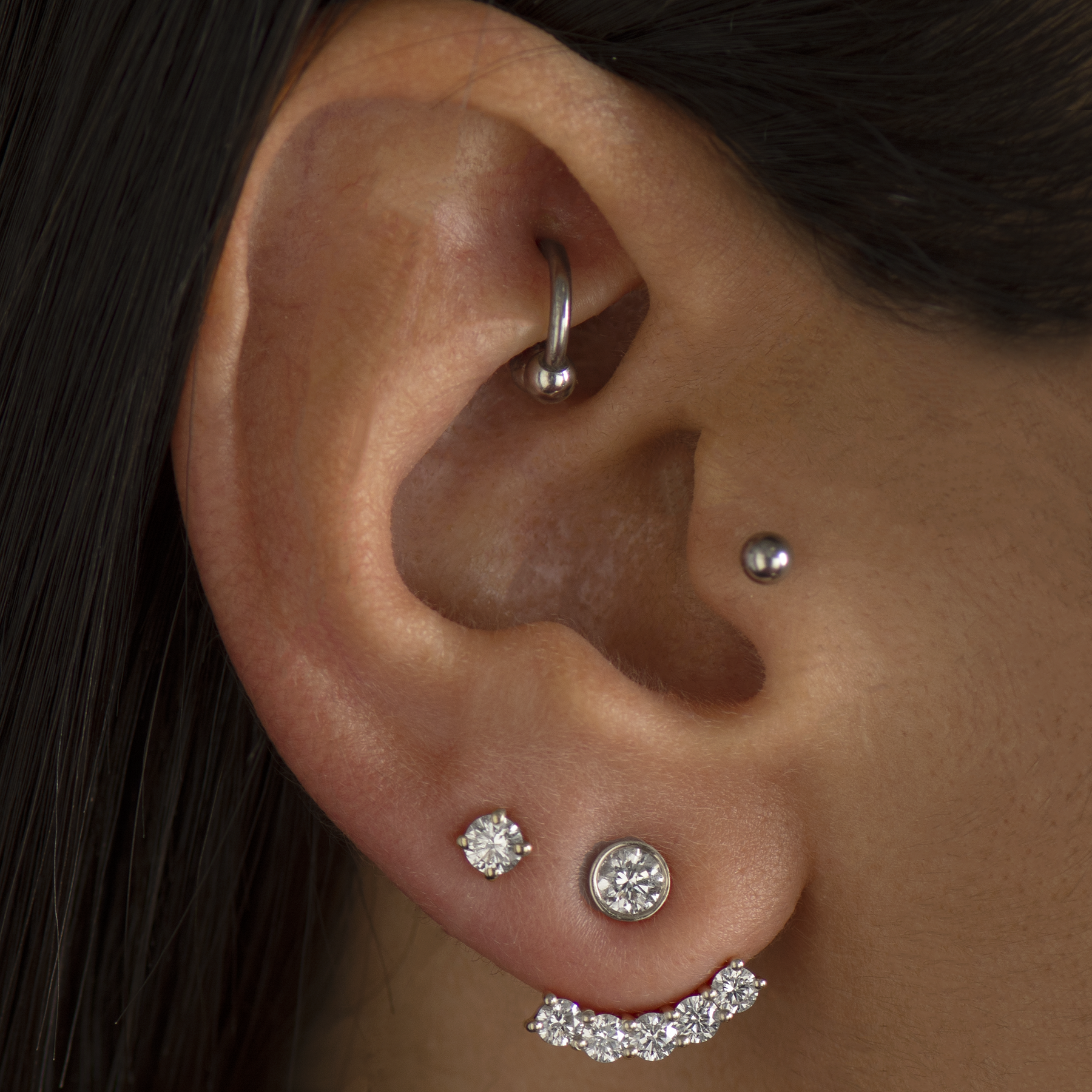 5 Diamonds Ear Jacket Earrings