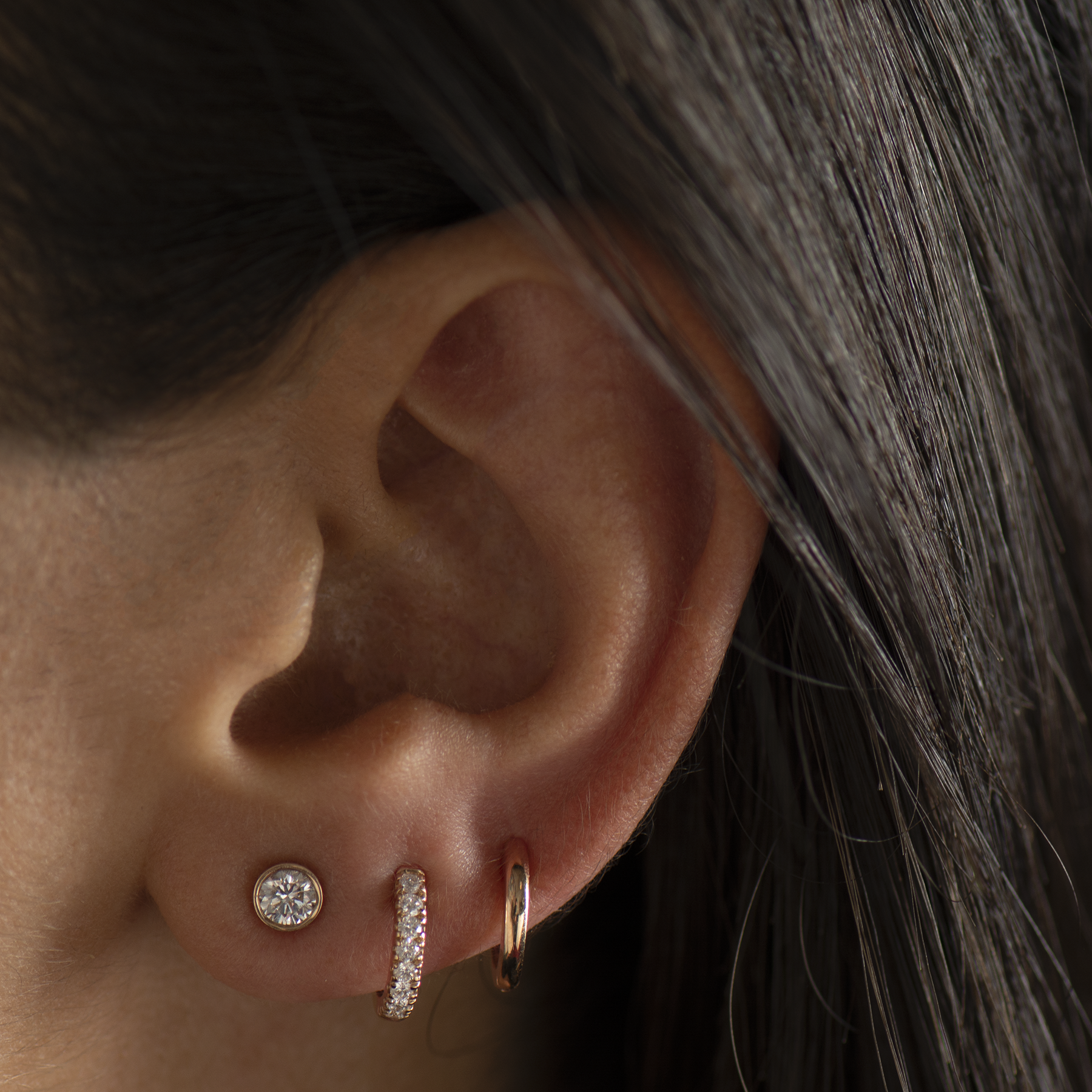 5 Diamonds Ear Jacket Earrings