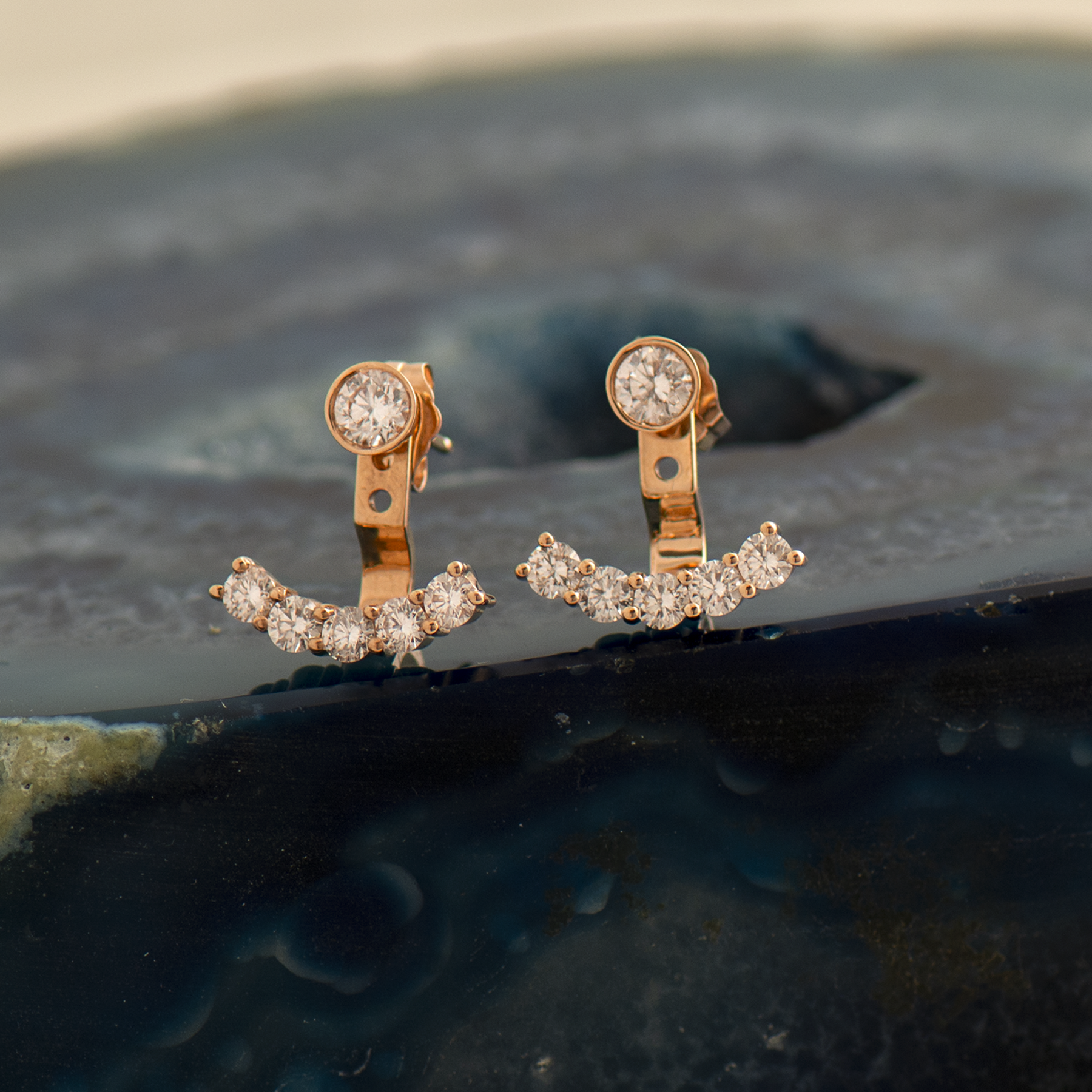 5 Diamonds Ear Jacket Earrings