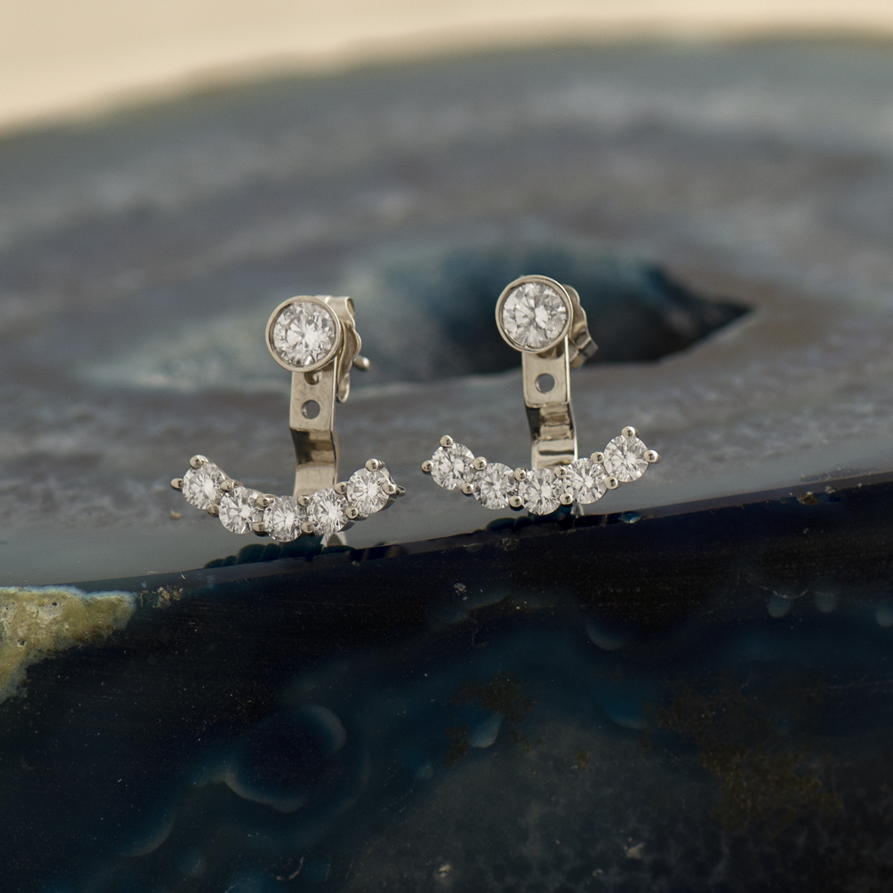 5 Diamonds Ear Jacket Earrings